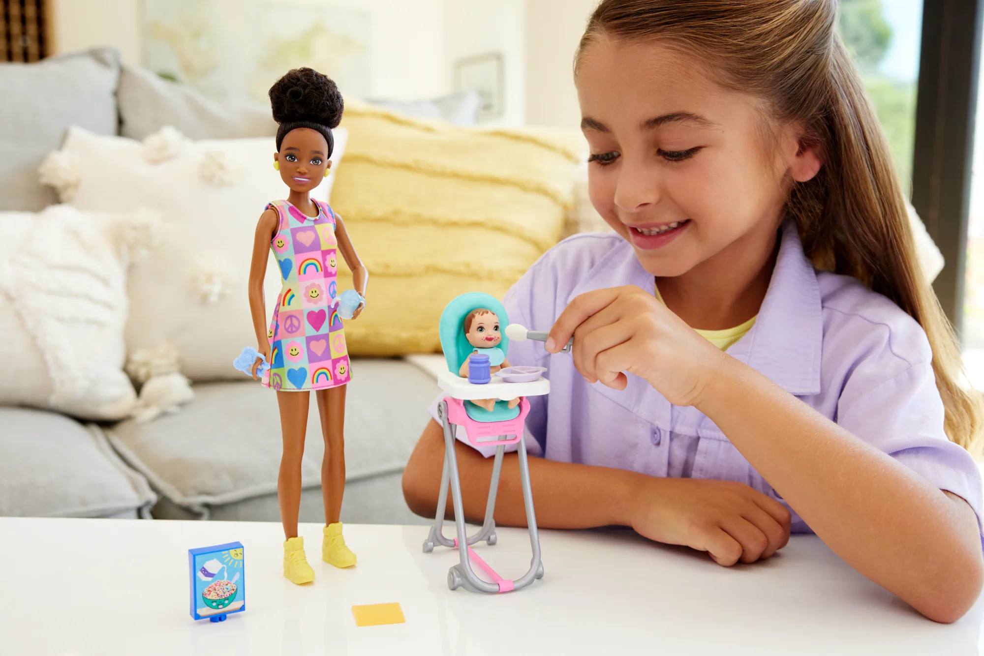 Barbie Skipper Babysitters inc & Playset, includes Doll, Baby, And Mealtime Accessories, 10 Piece Set - Image 2