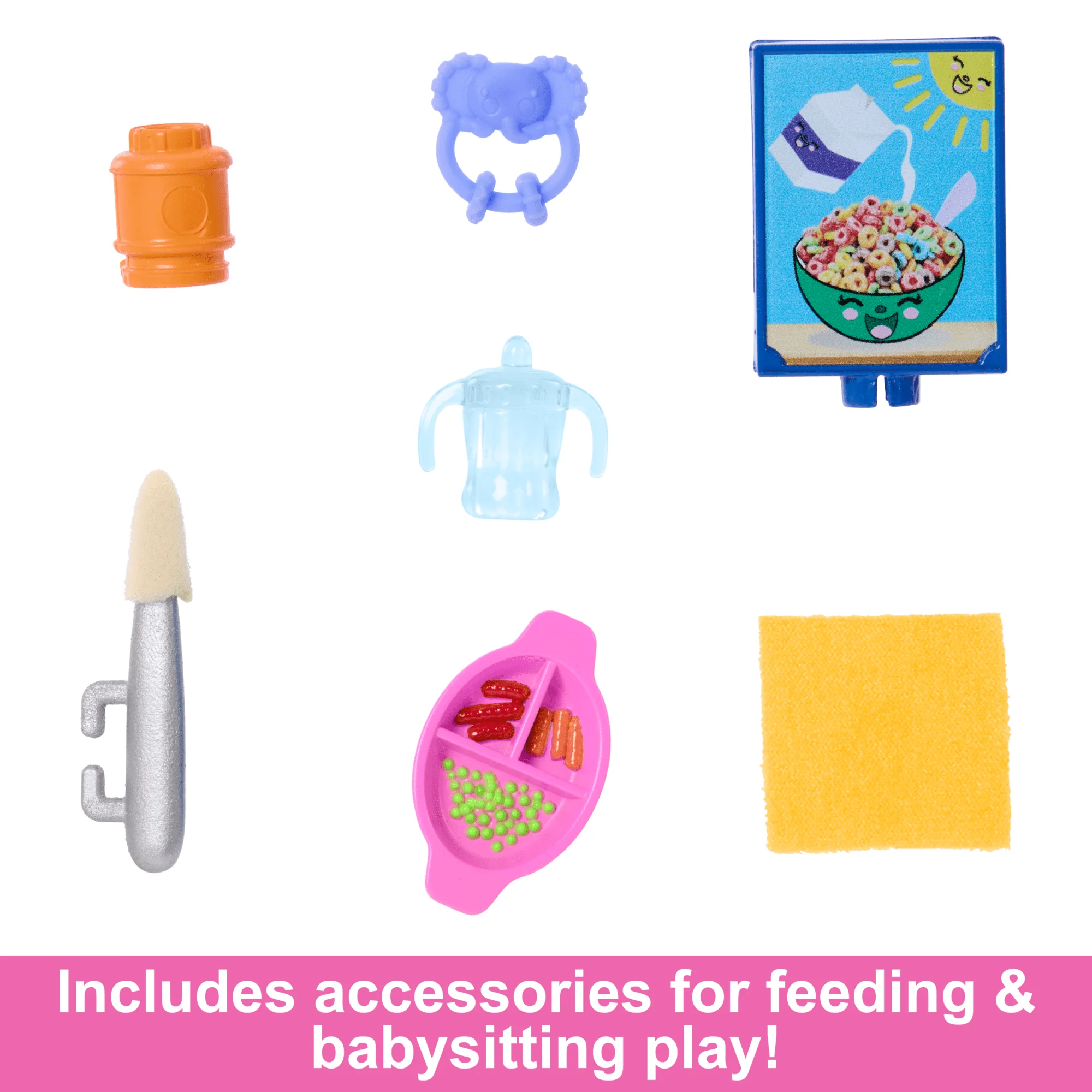 Barbie Skipper Babysitters inc & Playset, includes Doll, Baby, And Mealtime Accessories, 10 Piece Set - Image 5