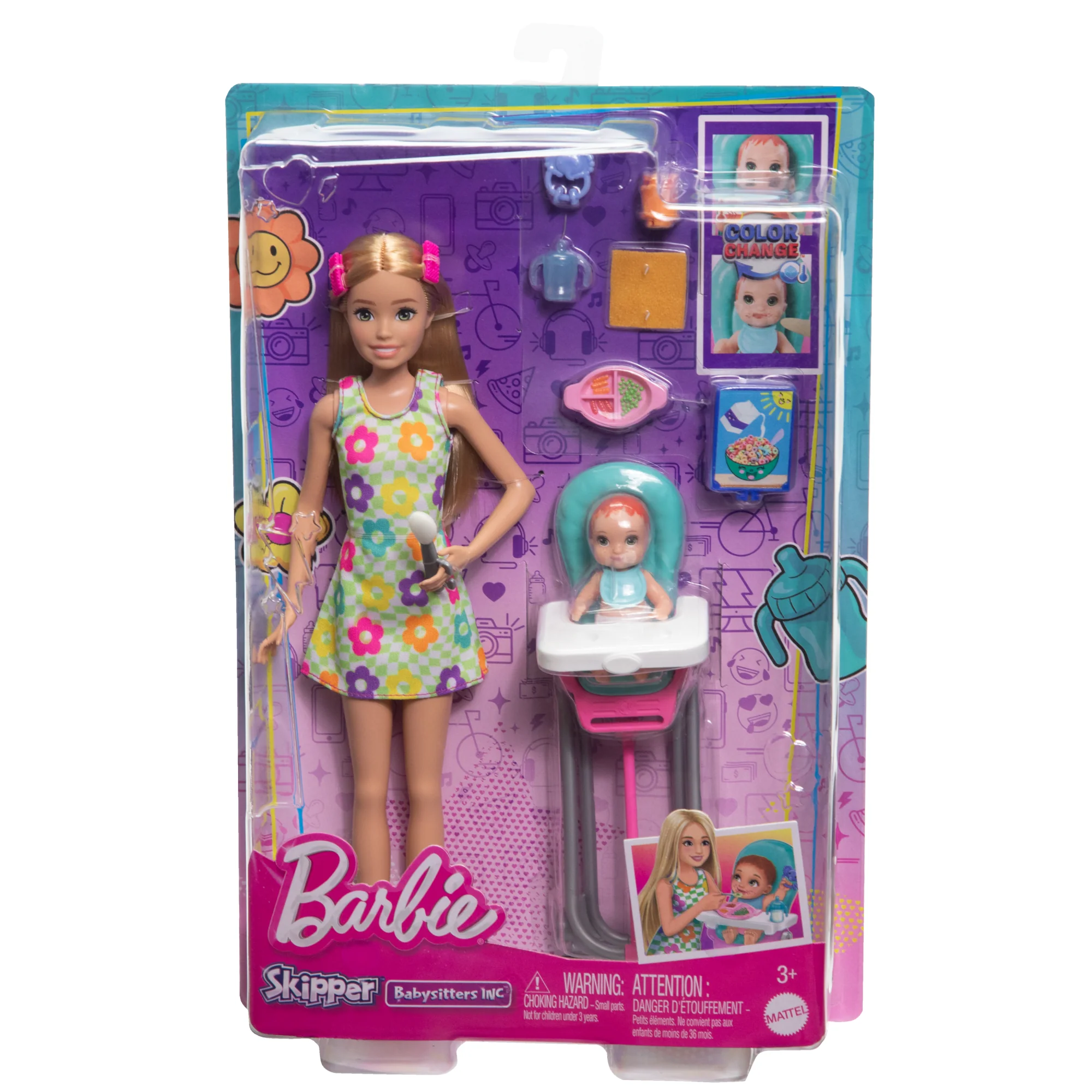 Barbie Skipper Babysitters inc & Playset, includes Doll, Baby, And Mealtime Accessories, 10 Piece Set - Image 6