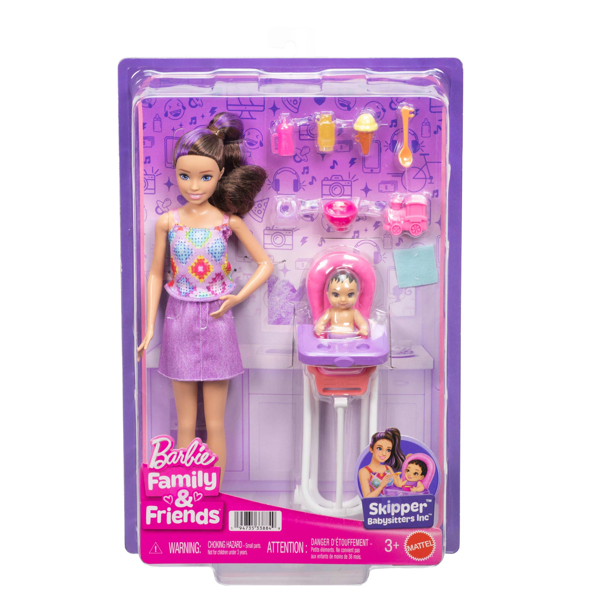 Barbie Skipper Babysitters Inc. Playset With Skipper Doll, Toddler Doll, High Chair & 8 Accessories - Image 3