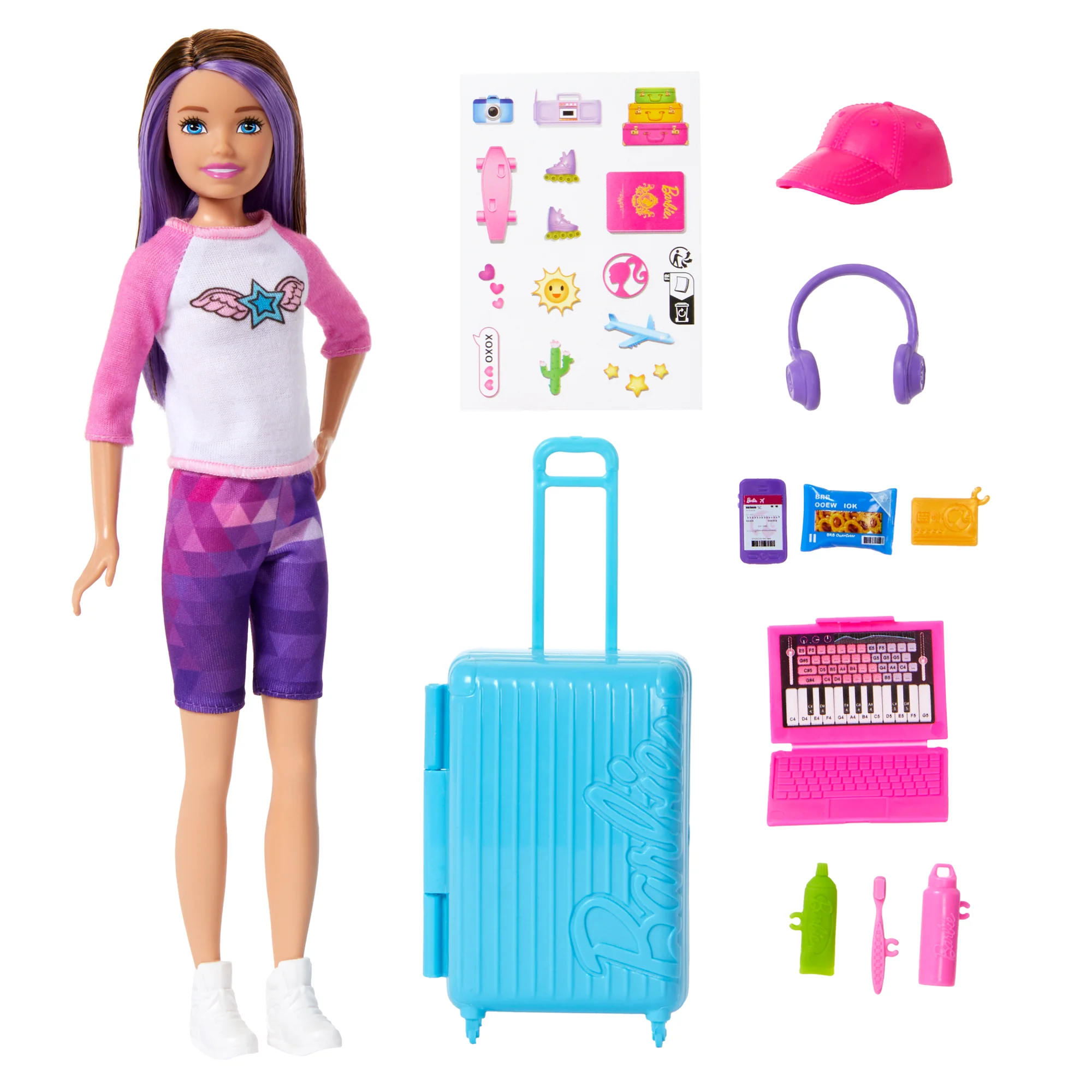 Barbie Skipper Doll & 10 Accessories, Travel Set With Luggage, Sticker Sheet & More - Image 5