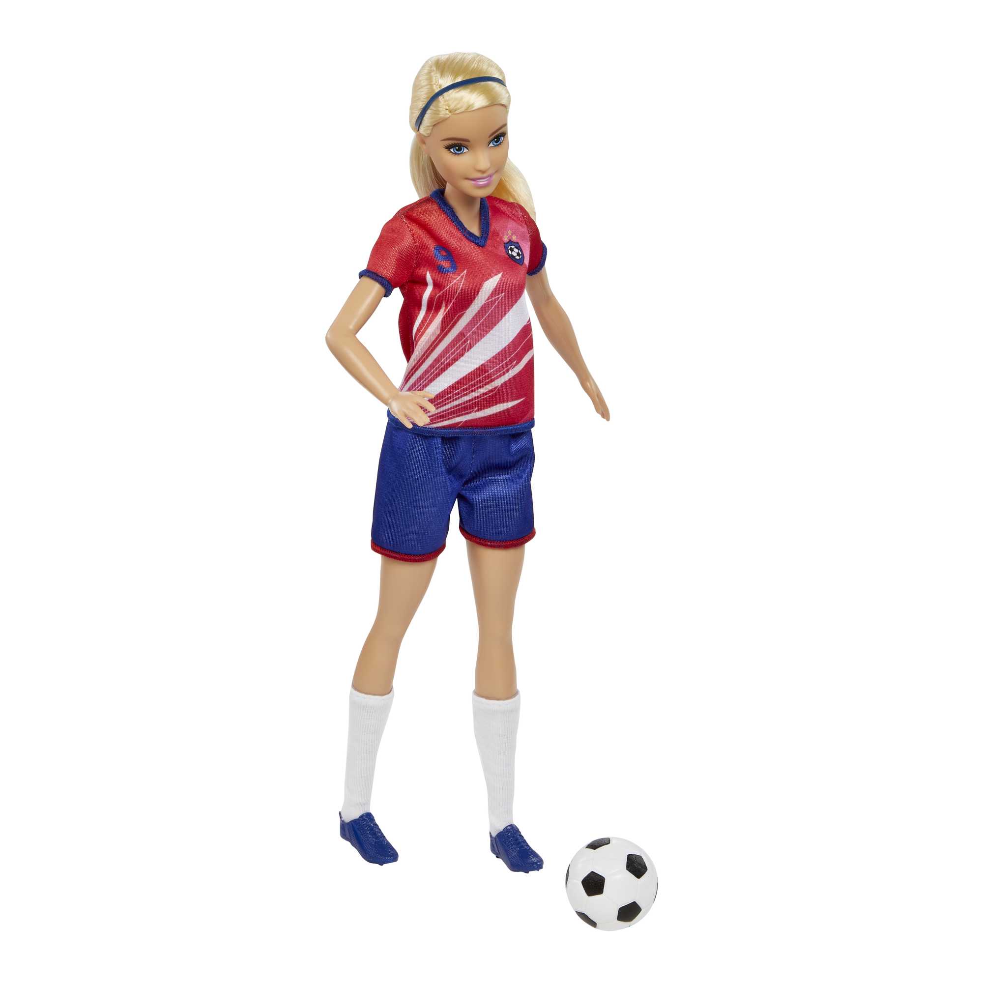 Barbie Soccer Doll, Blonde, #9 Uniform, Soccer Ball, Cleats,  Socks, 3 & Up - Image 3