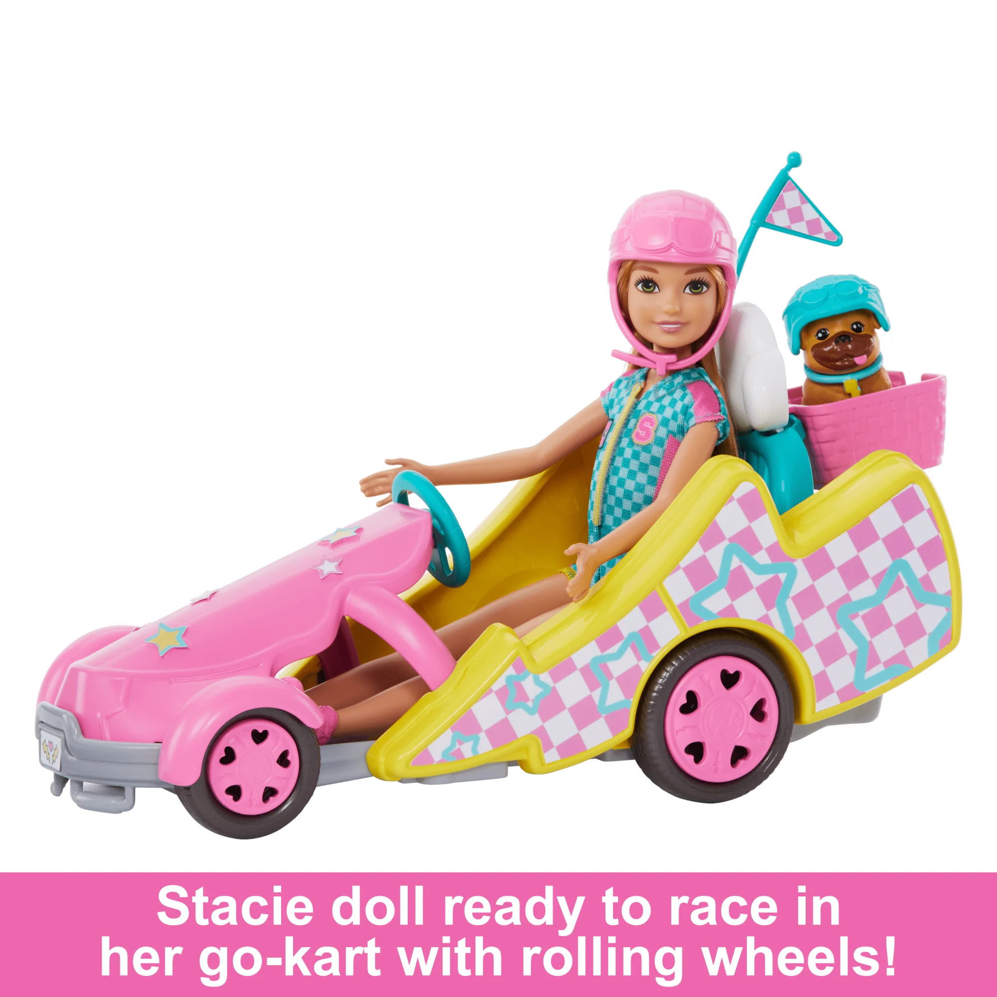 Barbie Stacie Racer Doll With Go-Kart Toy Car, Dog, Accessories, & Sticker Sheet - Image 2