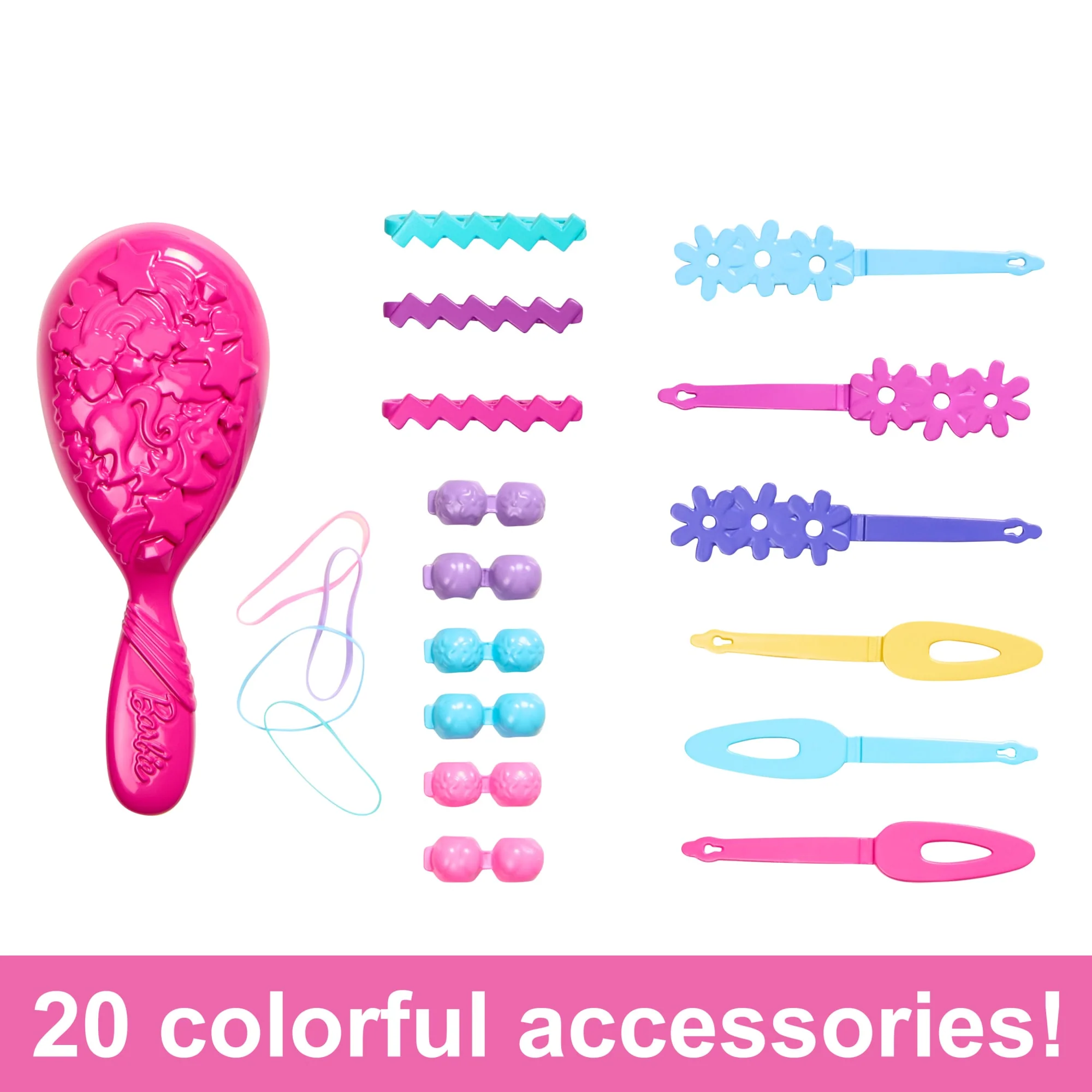 Barbie Doll Styling Head, Brown Hair With 20 Colorful Accessories - Image 3