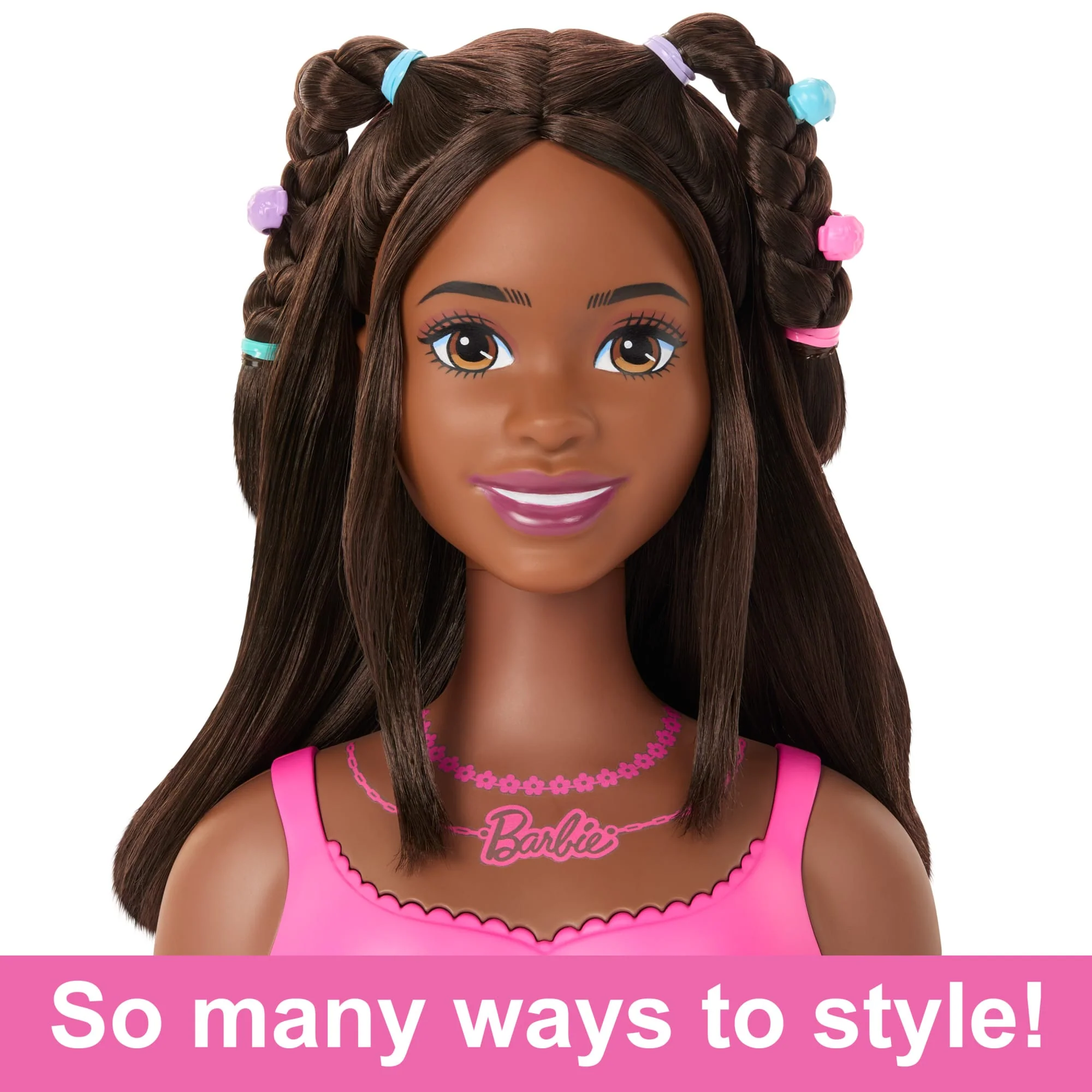 Barbie Doll Styling Head, Brown Hair With 20 Colorful Accessories - Image 4