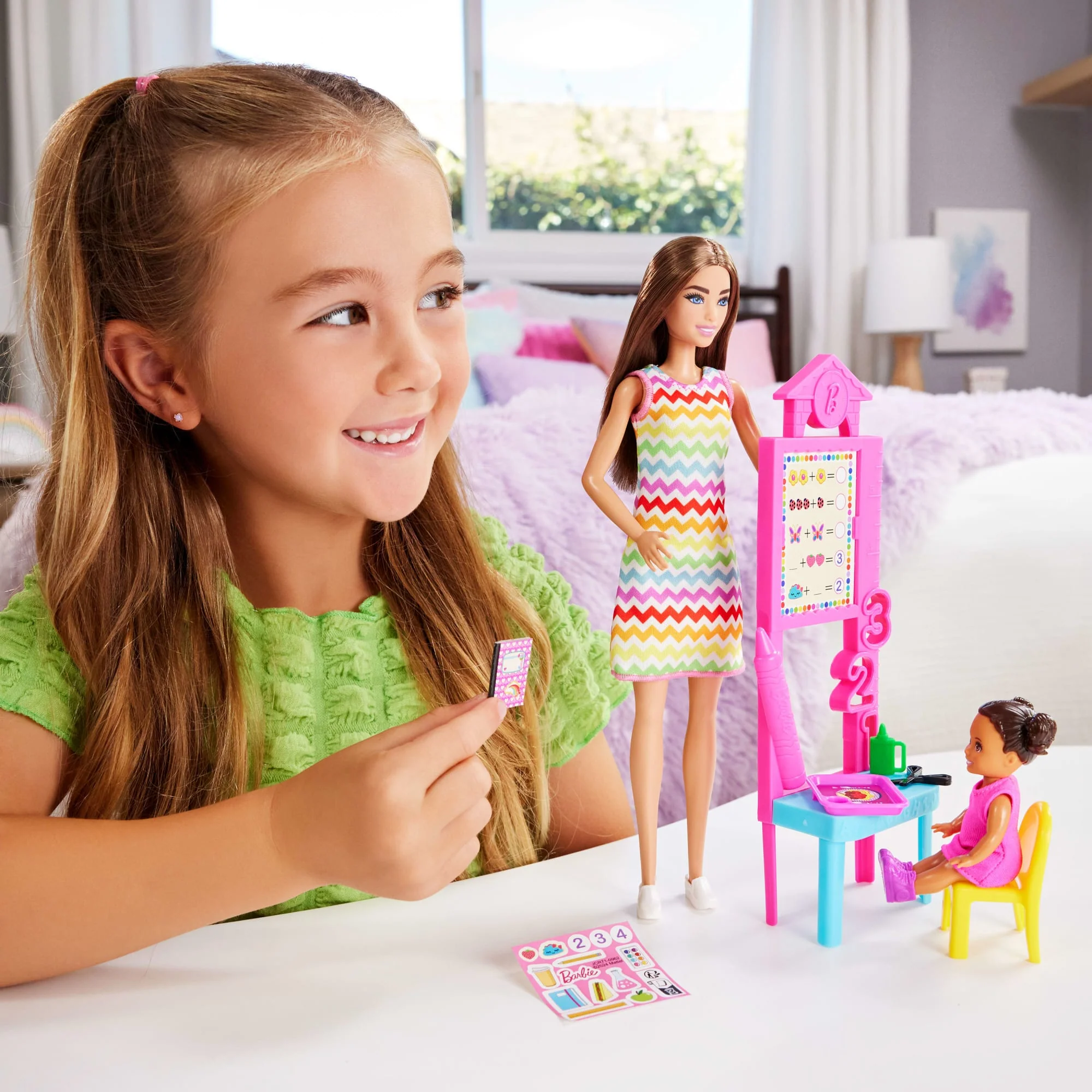Barbie Teacher Doll With Brunette Fashion Doll, 1 Toddler Doll, & Teaching Accessories - Image 2