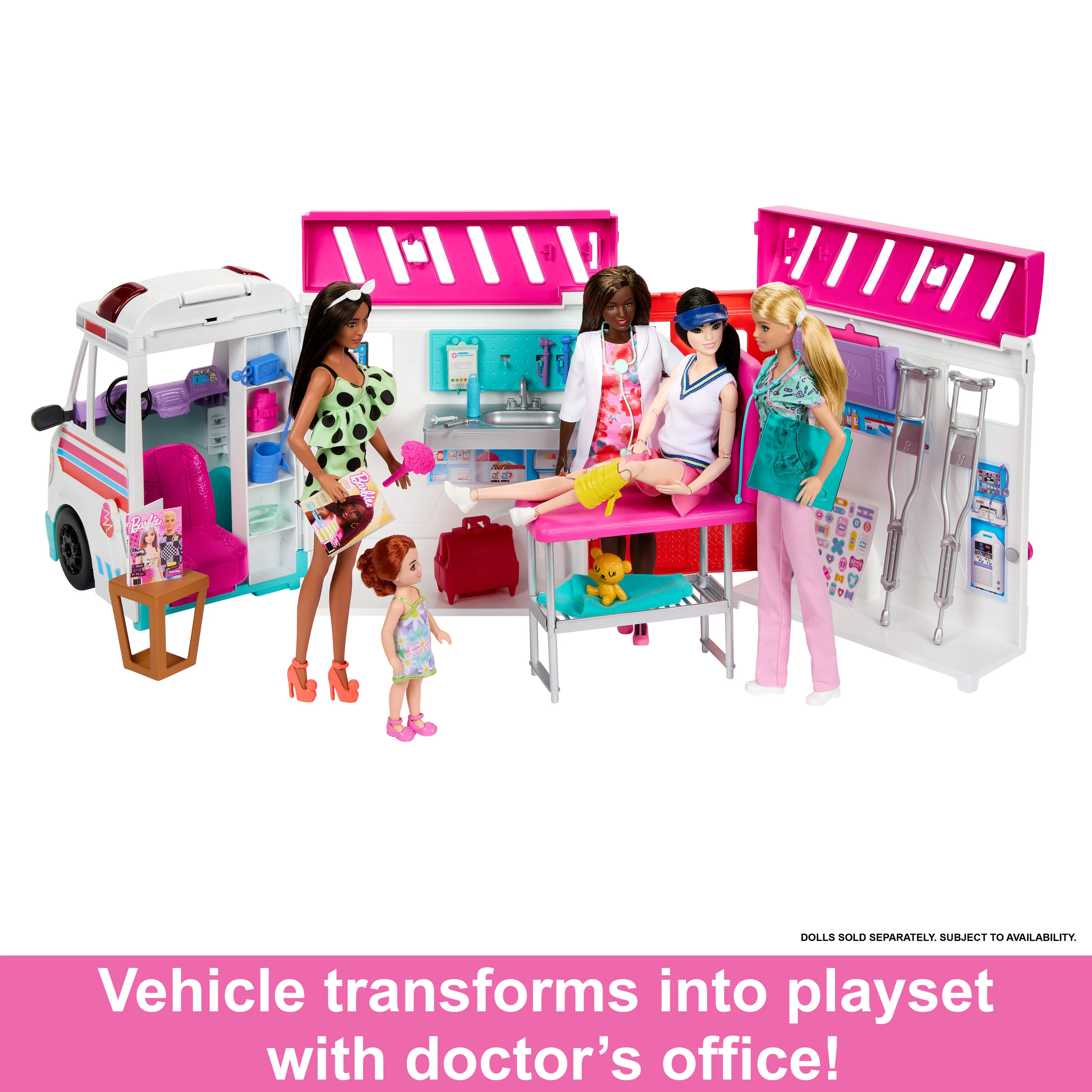 Barbie Toys, Transforming Ambulance And Clinic Playset, 20+ Accessories, Care Clinic - Image 3