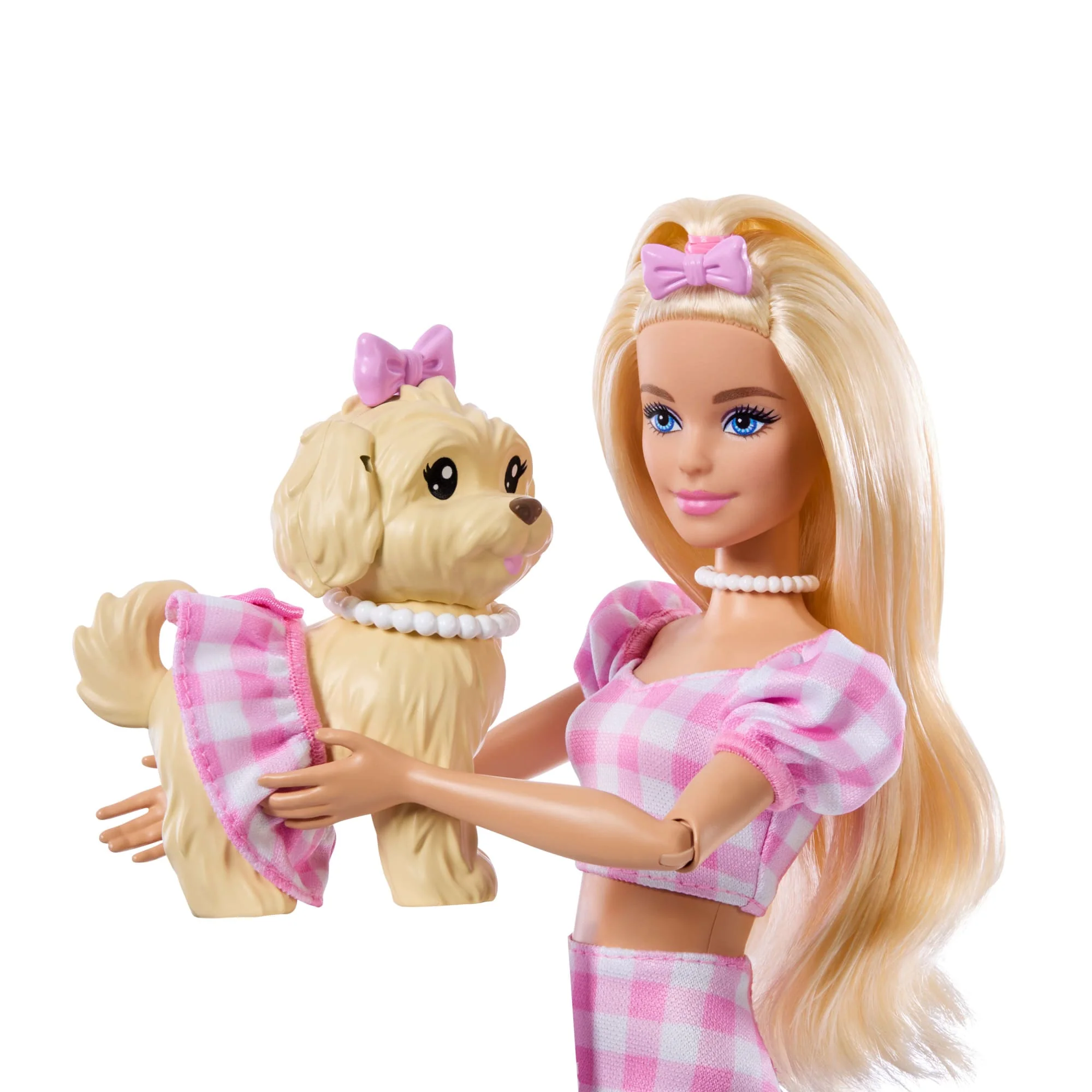 Barbie Twinning Looks Fashion Doll With Pet Dog, Matching Pink Clothes & Accessories, Blonde - Image 4
