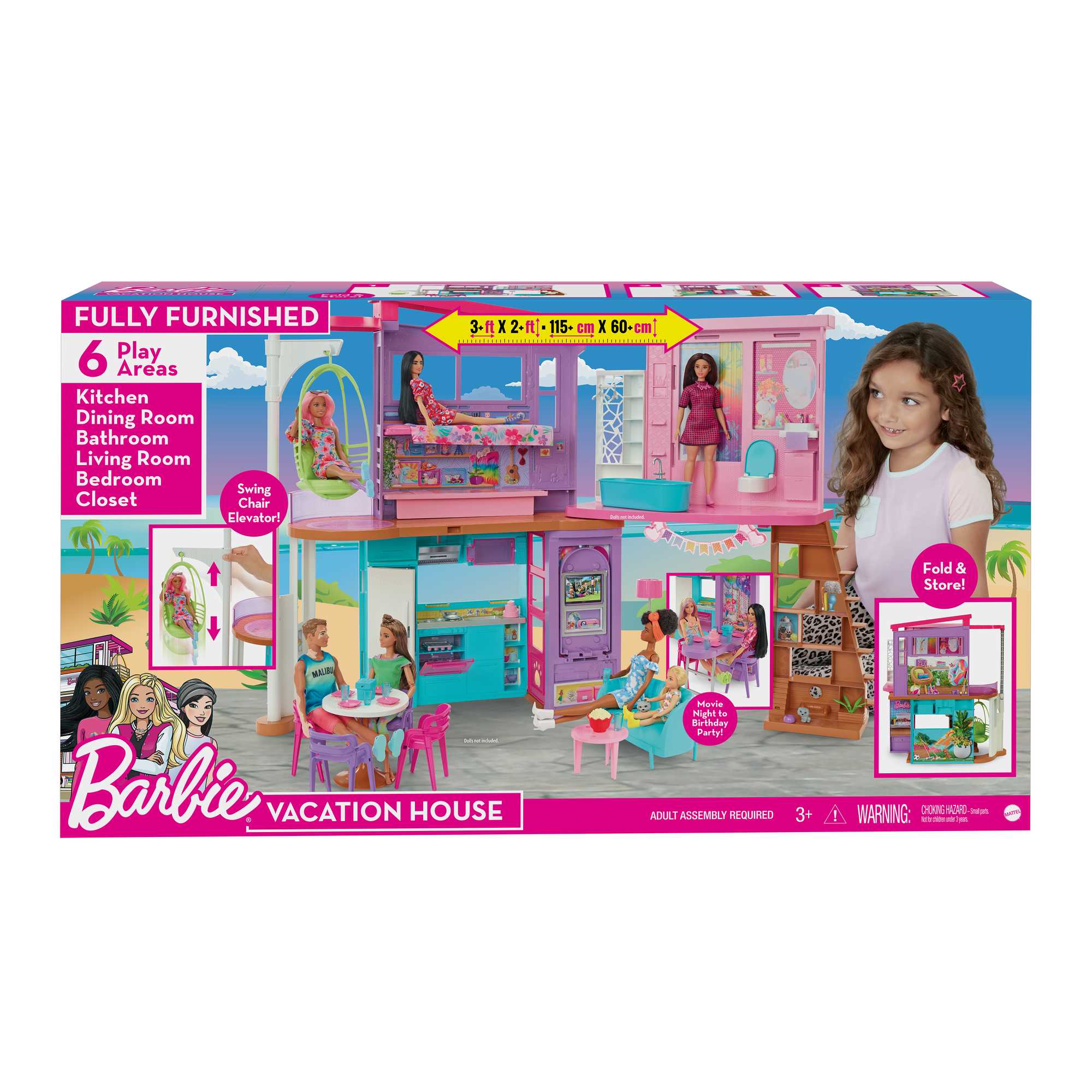 Barbie Vacation House Playset With 30+ Pieces, Toy For 3 Year Olds & Up - Image 6