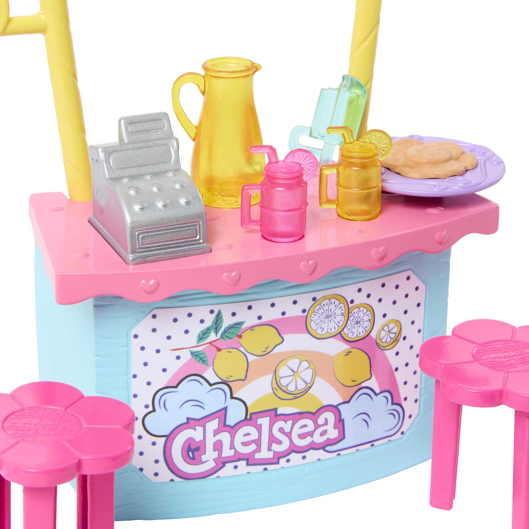 Barbie Chelsea Lemonade Stand Playset With Brunette Small Doll, Puppy, Stand & Accessories Barbie Chelsea Doll & Accessories, Lemonade Stand Playset With Brunette Small Doll, Puppy, Stand & Pieces - Image 2