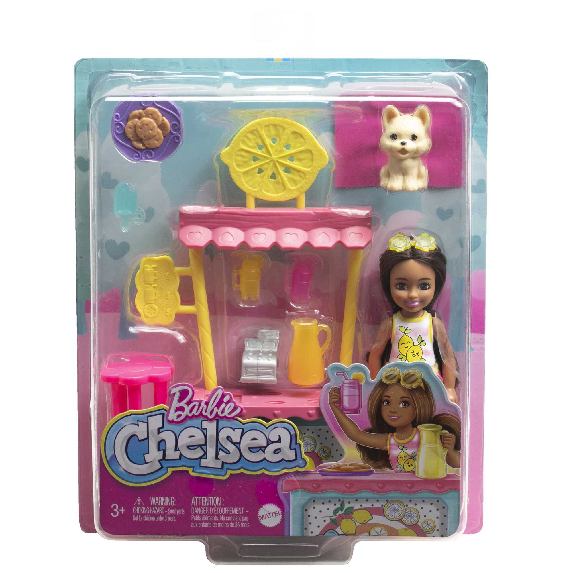Barbie Chelsea Lemonade Stand Playset With Brunette Small Doll, Puppy, Stand & Accessories Barbie Chelsea Doll & Accessories, Lemonade Stand Playset With Brunette Small Doll, Puppy, Stand & Pieces - Image 4