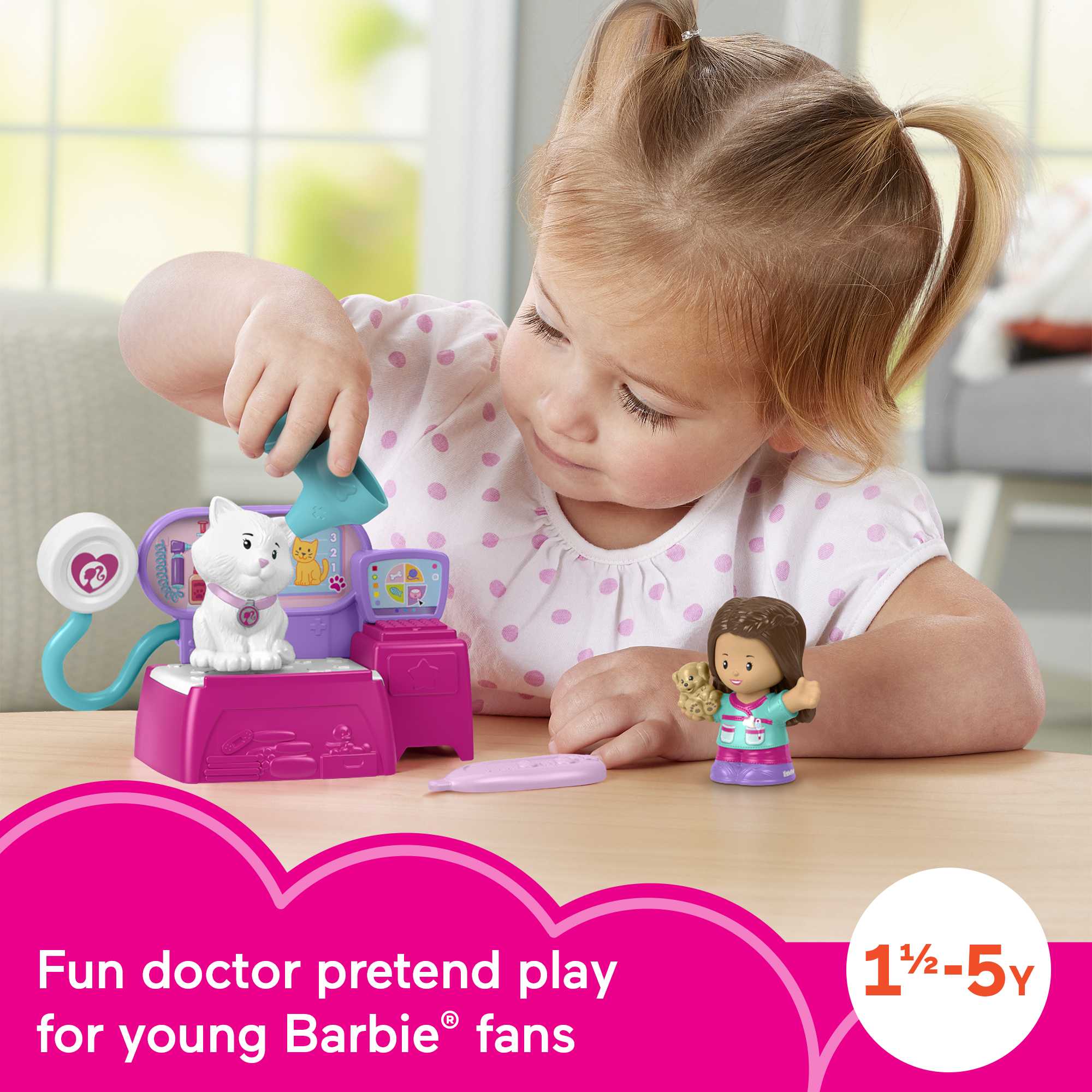 Fisher-Price Little People Barbie Veterinarian Playset For Toddlers And Preschool Kids, 5 Pieces - Image 2