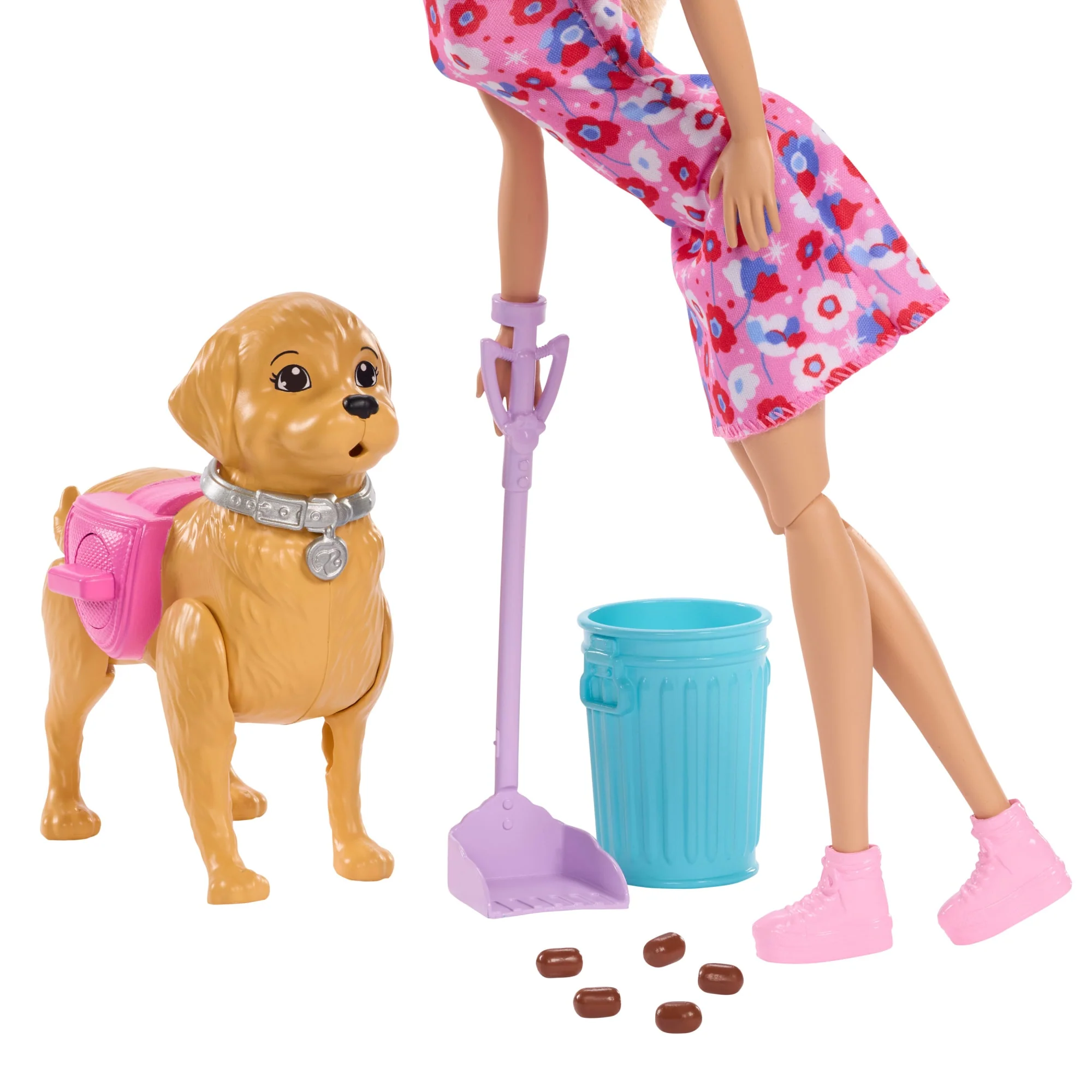 Barbie “Malibu” Walk & Potty Pup Toy Set, includes Doll, Walking Pet Dog With Potty Feature, & Accessories - Image 4