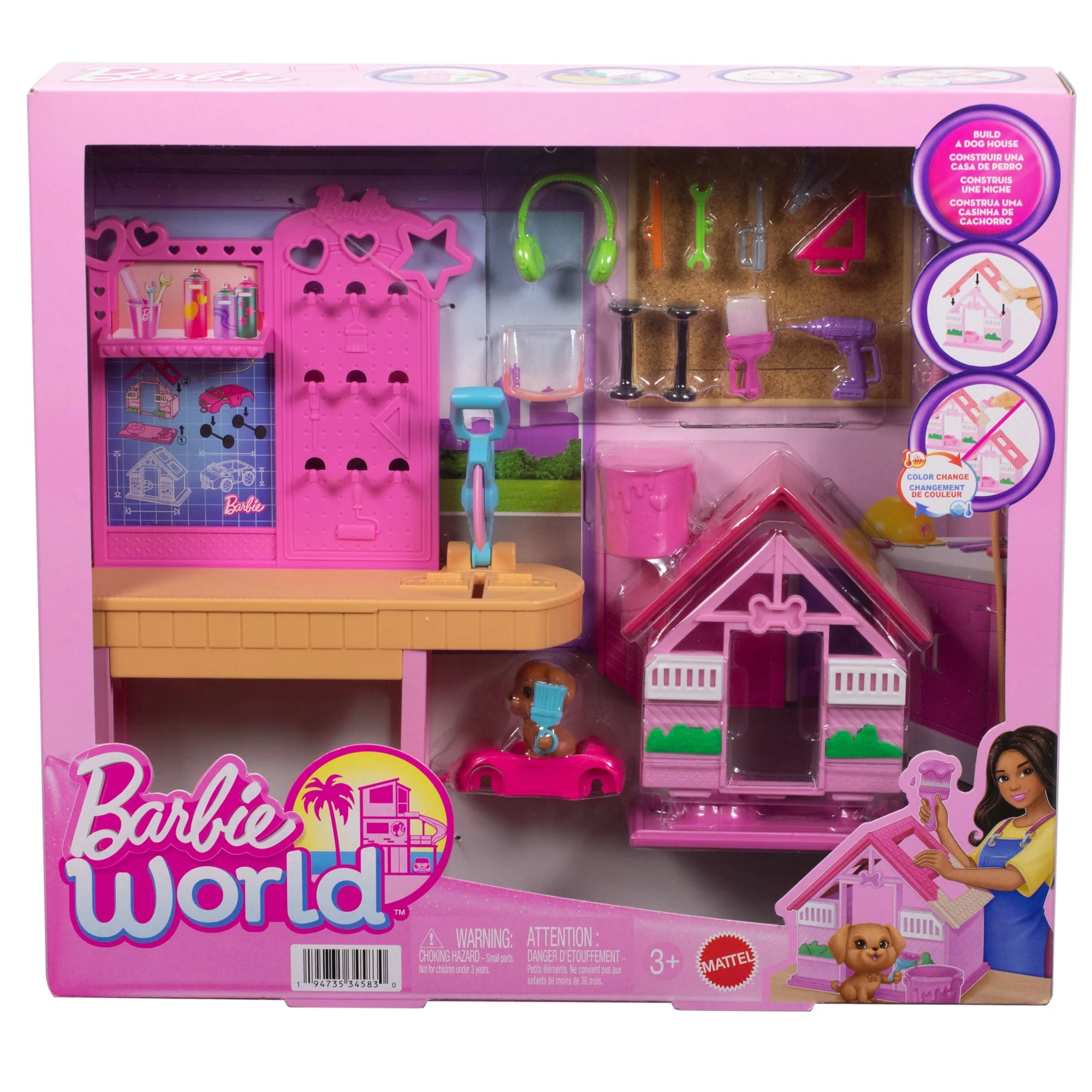 Barbie World Build-A-Doghouse Playset With Workbench, Buildable Doghouse & 15+ Accessories - Image 6