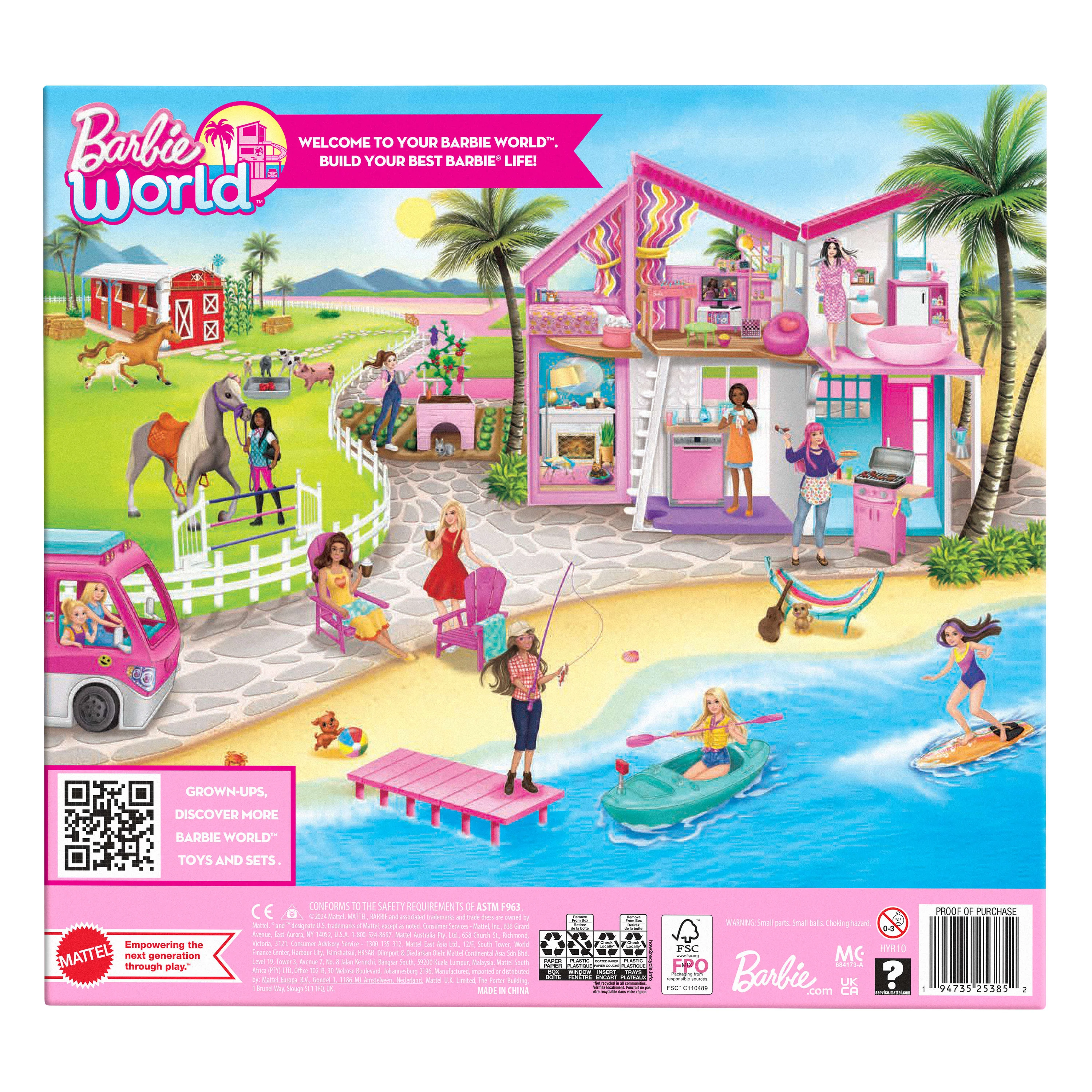 Barbie World Game Room Set With 19 Dollhouse Accessories Including Furniture, Foosball Table & Pets - Image 6