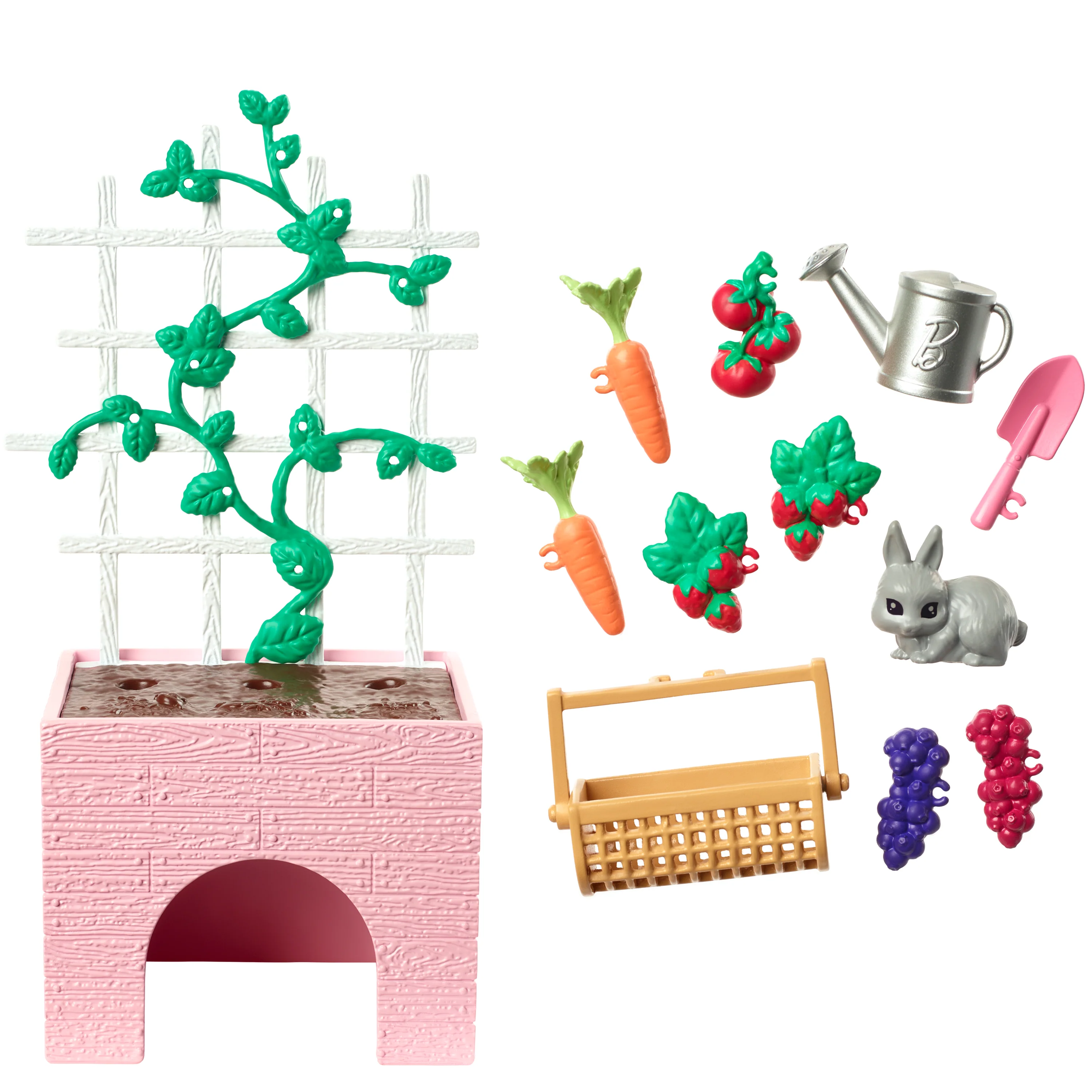 Barbie World Garden Playset With 12 Pieces Including Planter, Bunny Figure, Food & More - Image 4