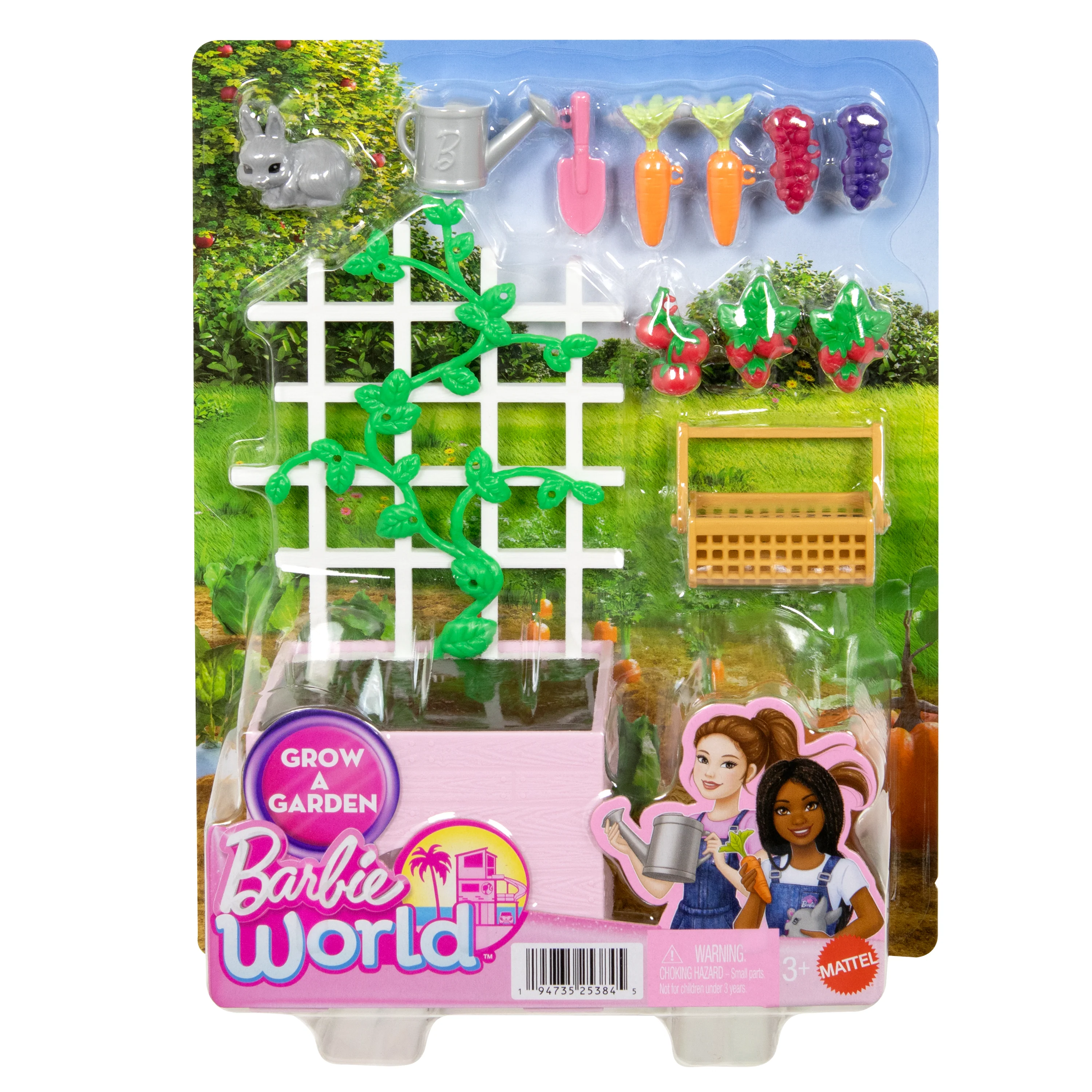 Barbie World Garden Playset With 12 Pieces Including Planter, Bunny Figure, Food & More - Image 5