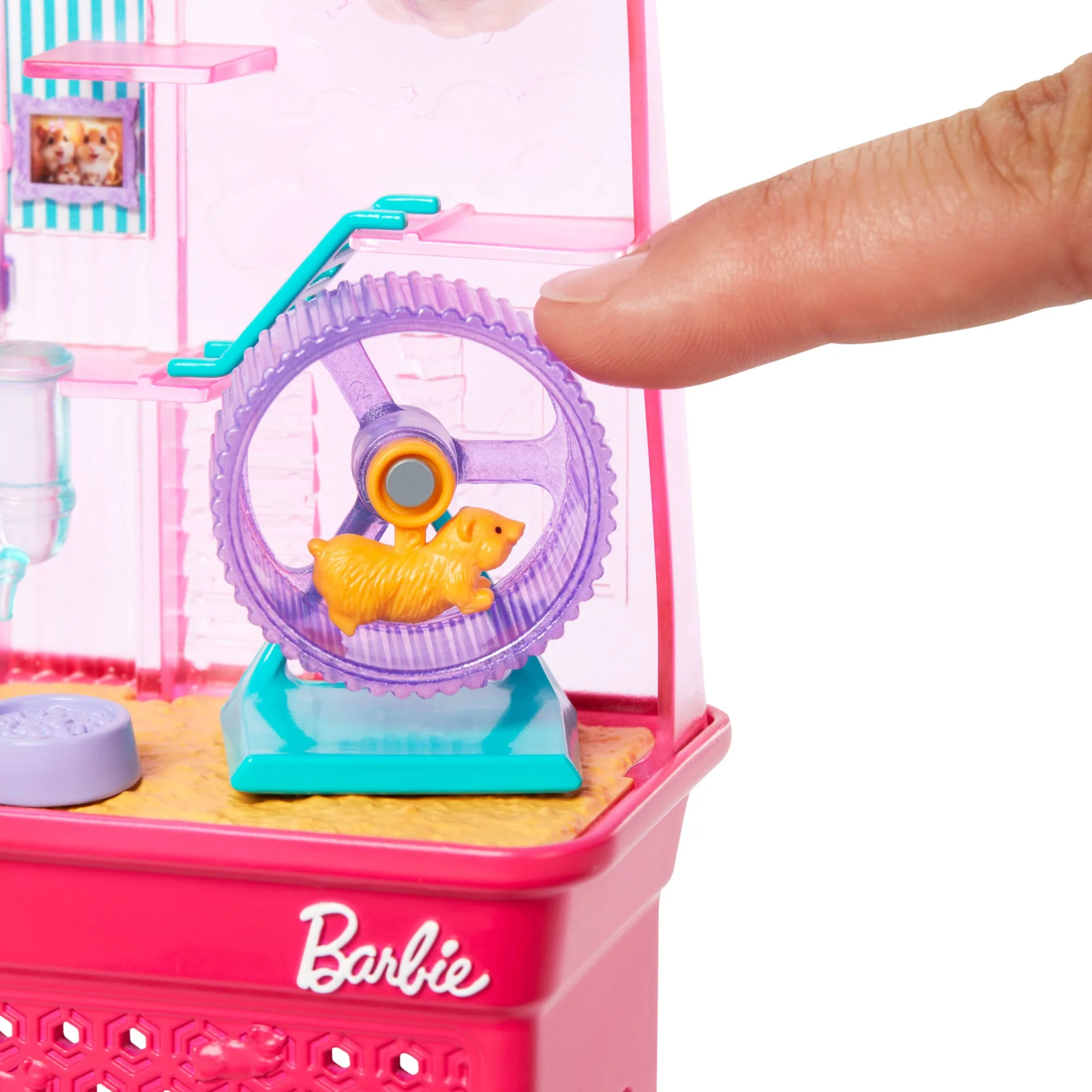 Barbie World Hamster Pet Playground Playset With 9 Pieces Including Wheel, Hamsters, & Food Accessories - Image 2
