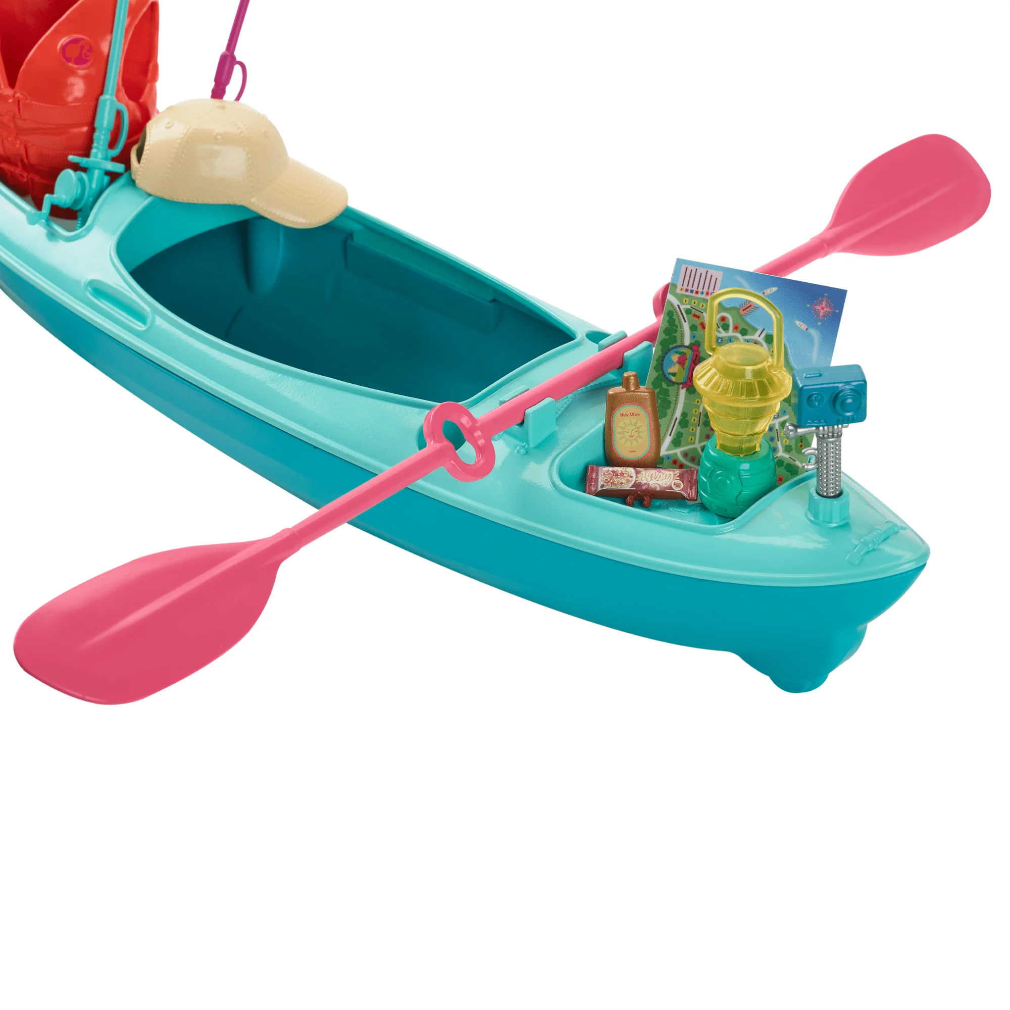 Barbie World Kayak & Surf Playset With 17 Camping Accessories Including Kayak Boat, Surfboard & More - Image 3