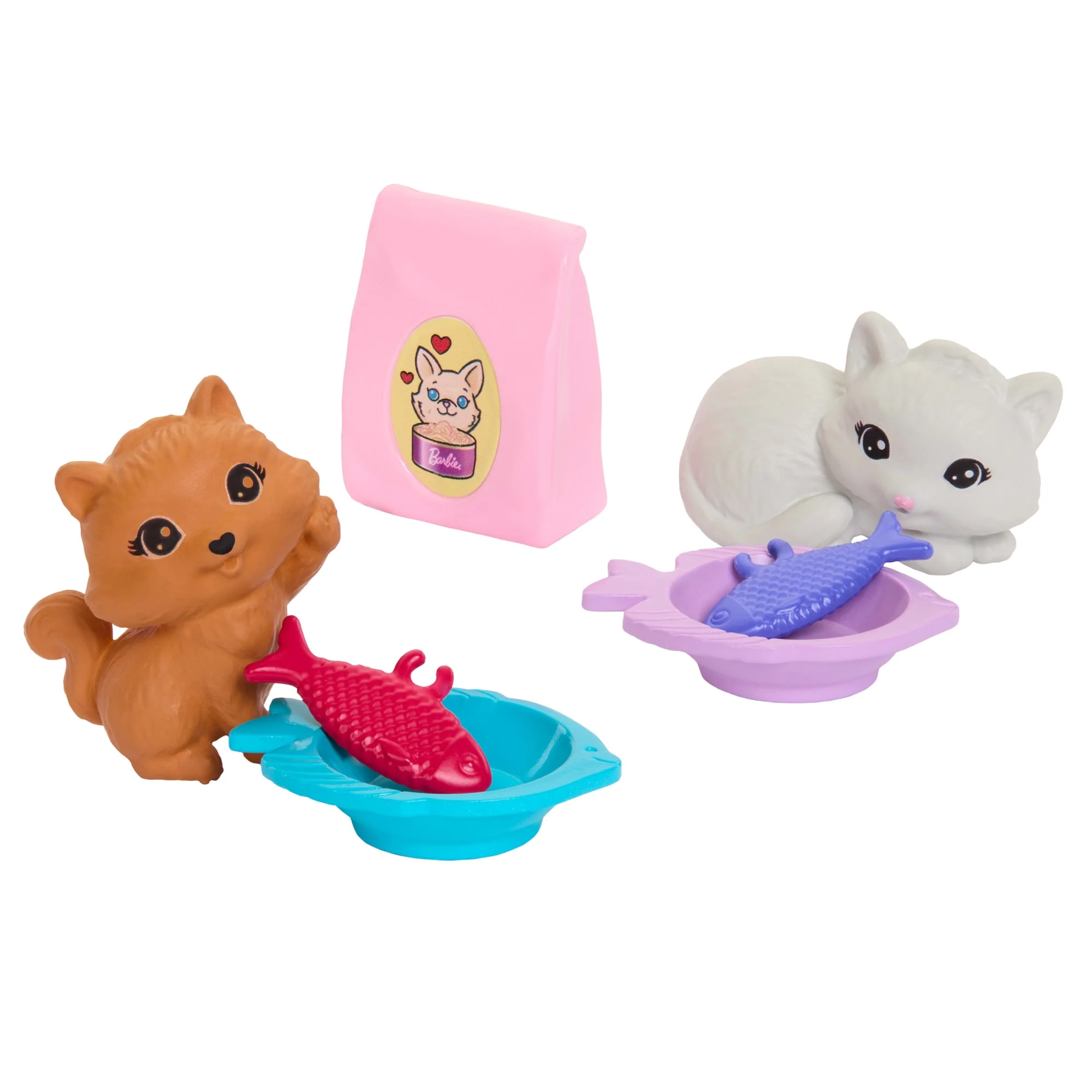 Barbie World Pet Paradise Kitty Playset With 9 Pieces Including 2 Cats, Food Accessories, & Toys - Image 2