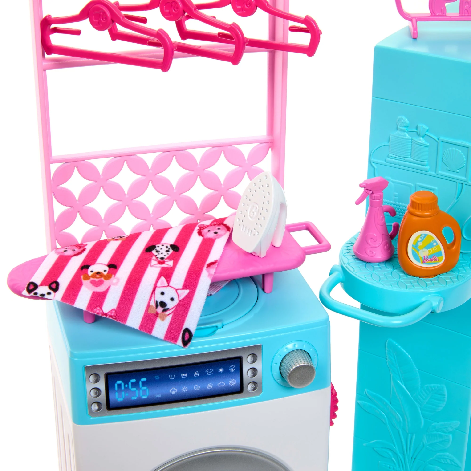 Barbie World Spinning Washer & Dryer Toy Playset With Laundry Accessories Like Hangers, Basket, & More - Image 5