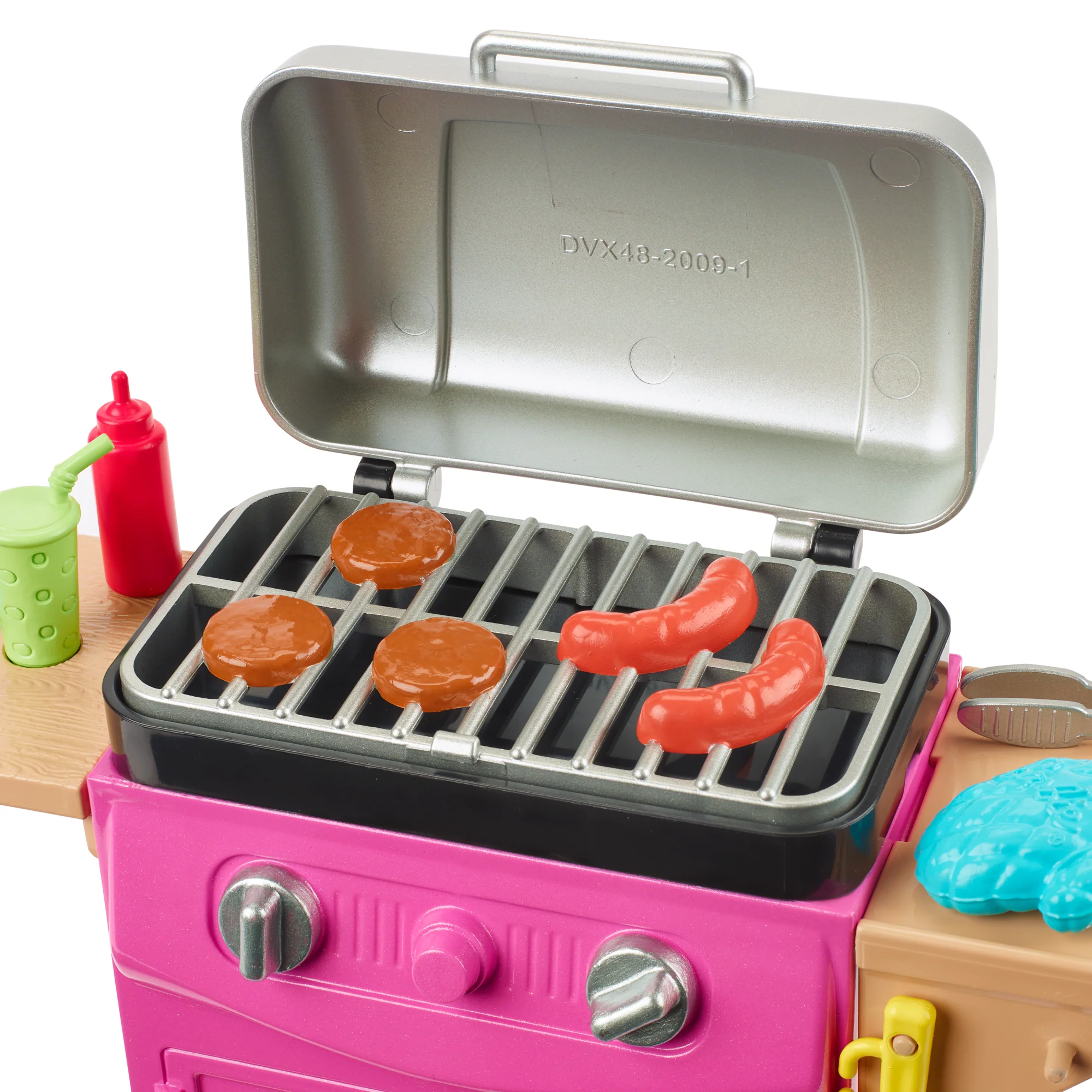 Barbie World Toy BBQ Grill Playset With 7 Dollhouse Accessories Including Grill With Working Lid & Food - Image 3