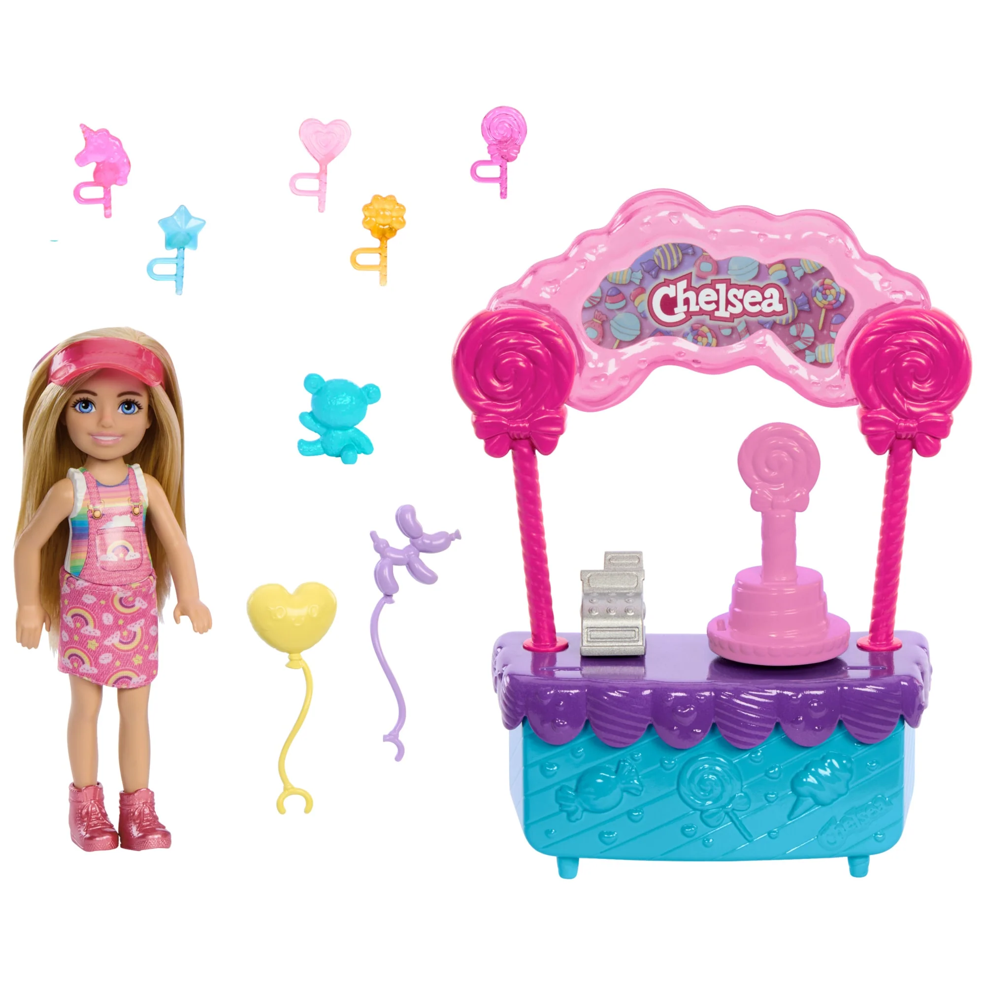 Barbie  Poupée Chelsea et Kiosque à Sucettes et Bonbons, 10Éléments - Image 5
