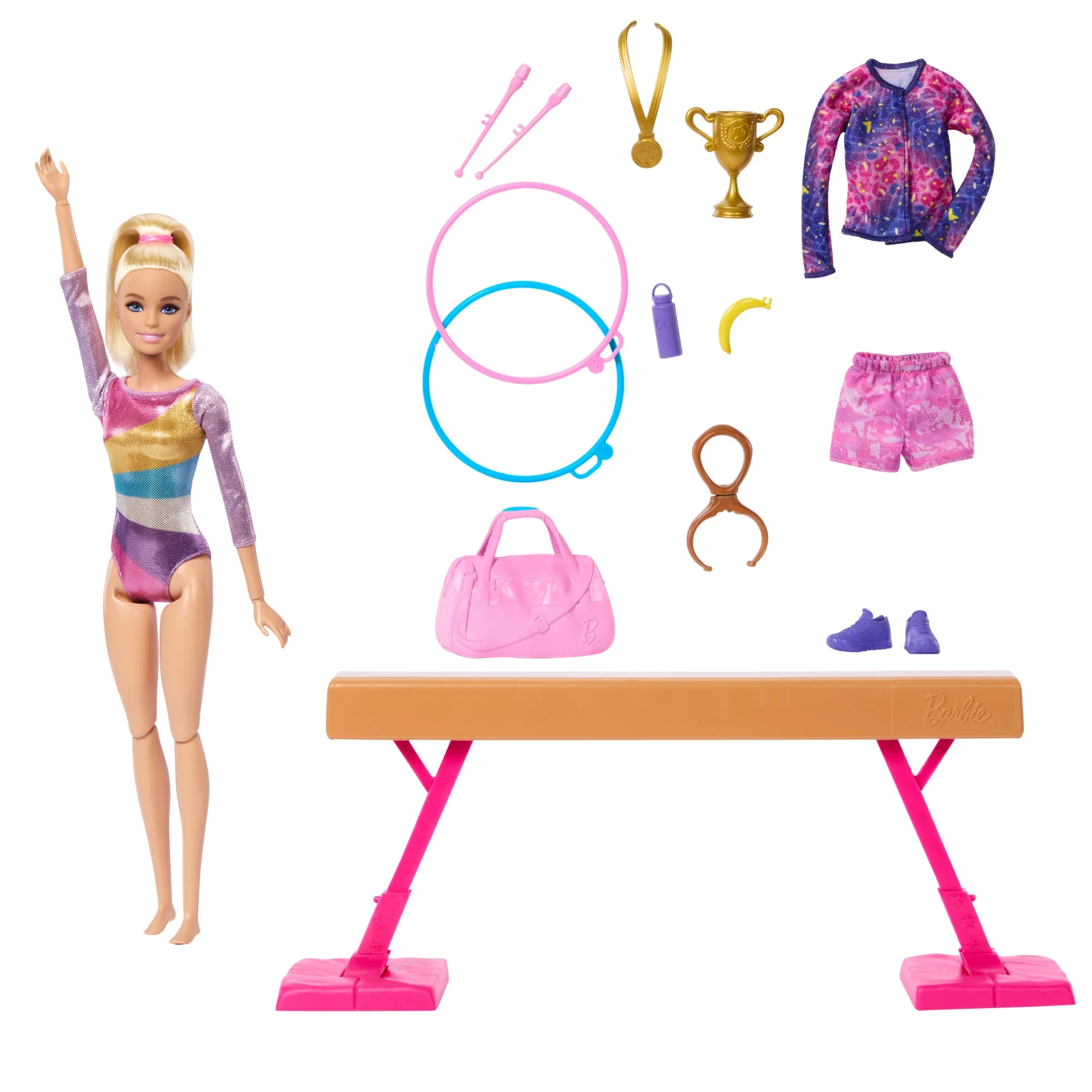 Barbie Coffret de Jeu Gymnaste, Poupée Mode, Blonde, 10Accessoires - Image 2