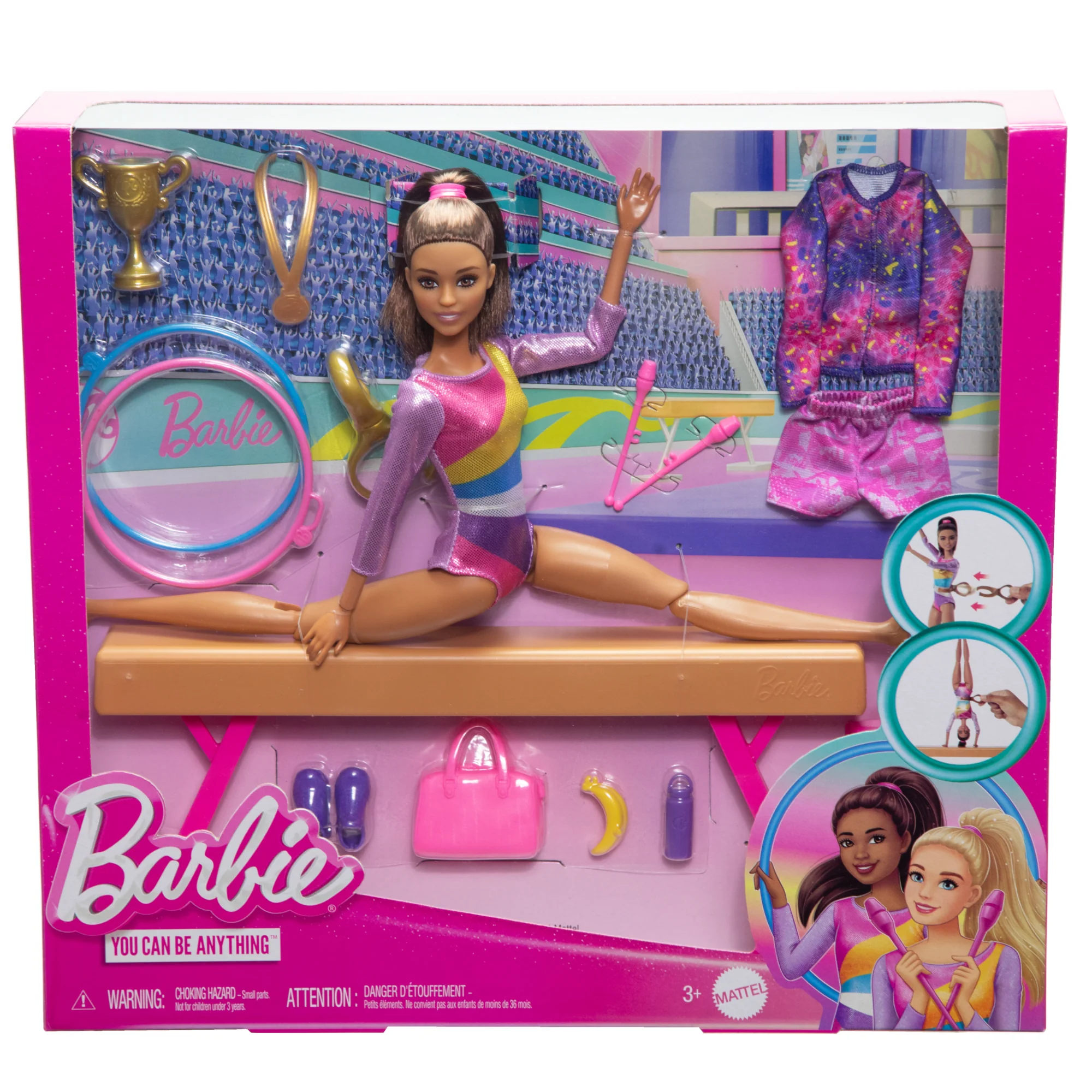 Barbie Coffret de Jeu Gymnaste, Poupée Mode, Brunette, 10Accessoires - Image 6
