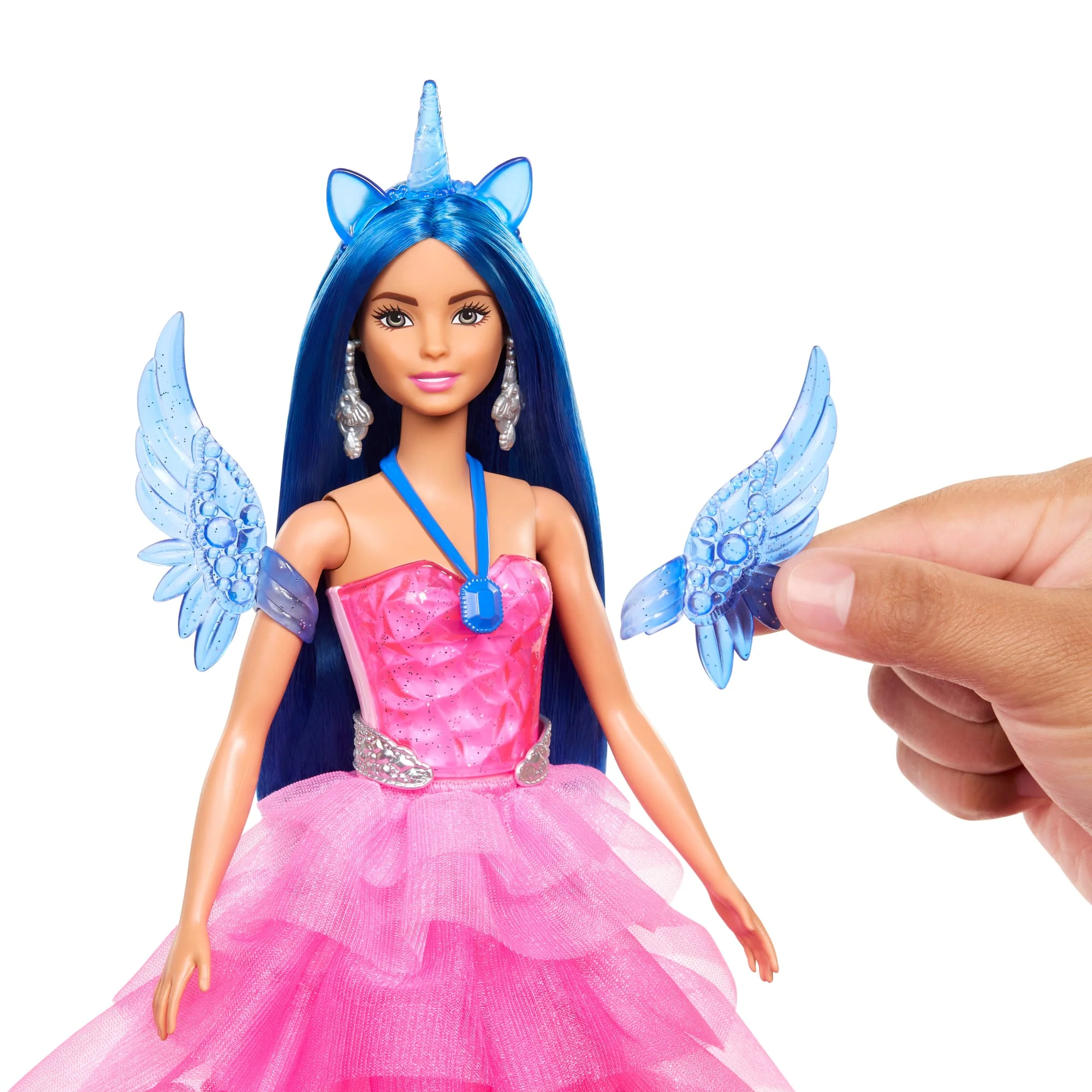 Barbie  65Anniversaire  Poupée et Animal  Licorne Ailée, Ch. Bleus - Image 4