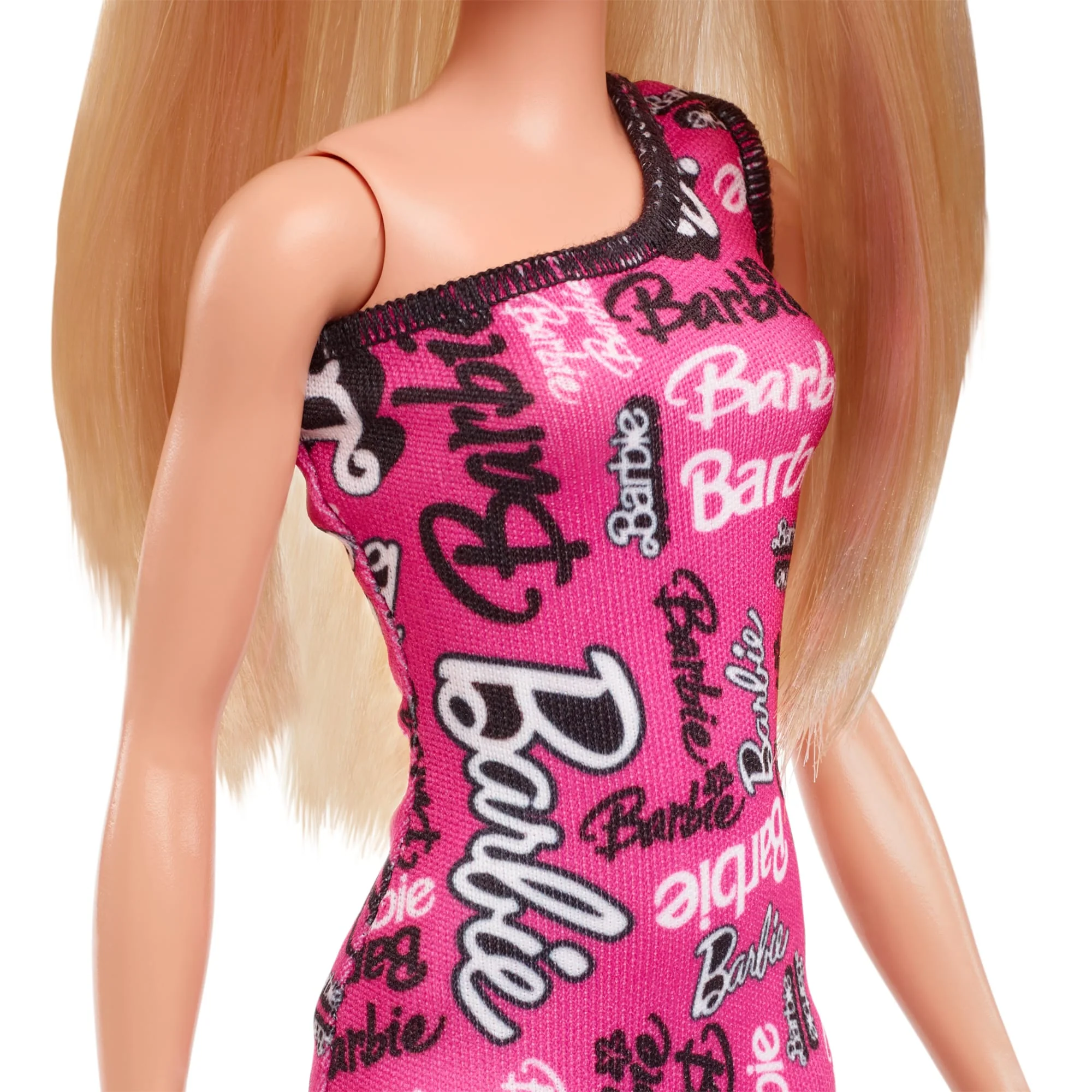 Barbie  Poupée Mode Avec Cheveux Blonds Lissés, Robe Rose, Chaussures - Image 4