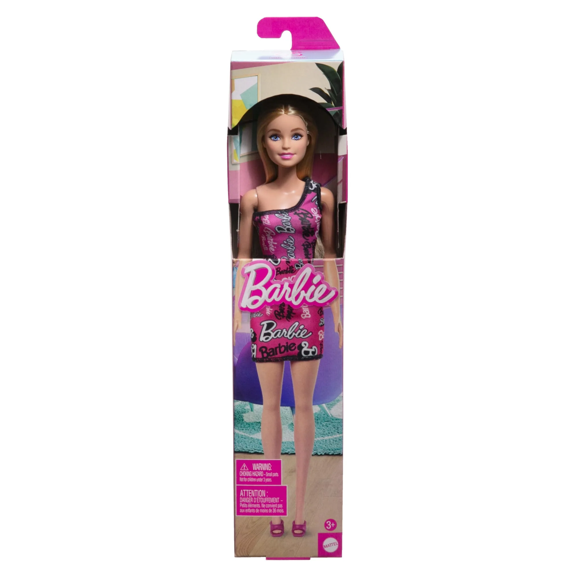 Barbie  Poupée Mode Avec Cheveux Blonds Lissés, Robe Rose, Chaussures - Image 6