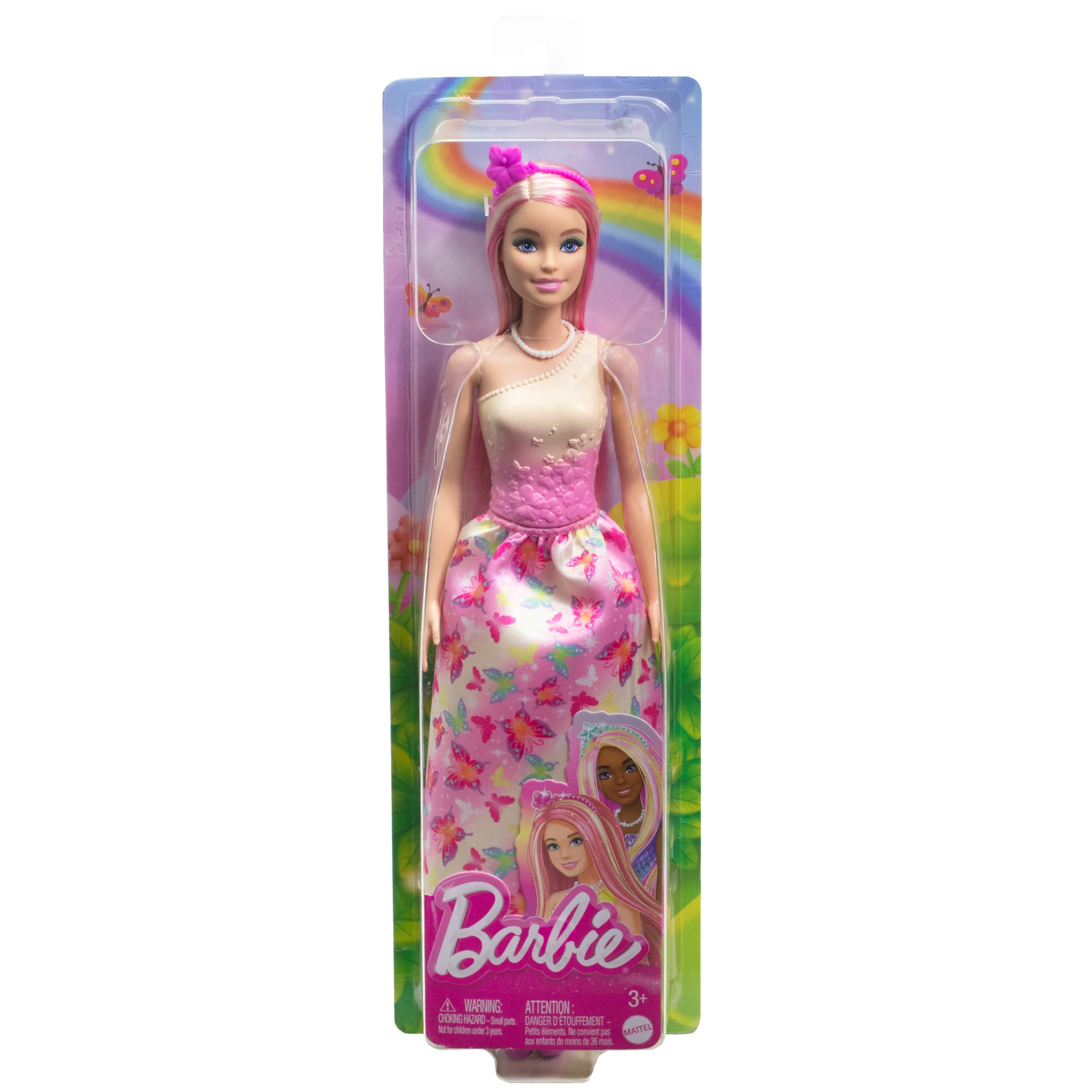 Poupée Barbie Royale Avec Cheveux Roses et Blonds, Jupe à Imprimé de Papillons et Accessoires - Image 6
