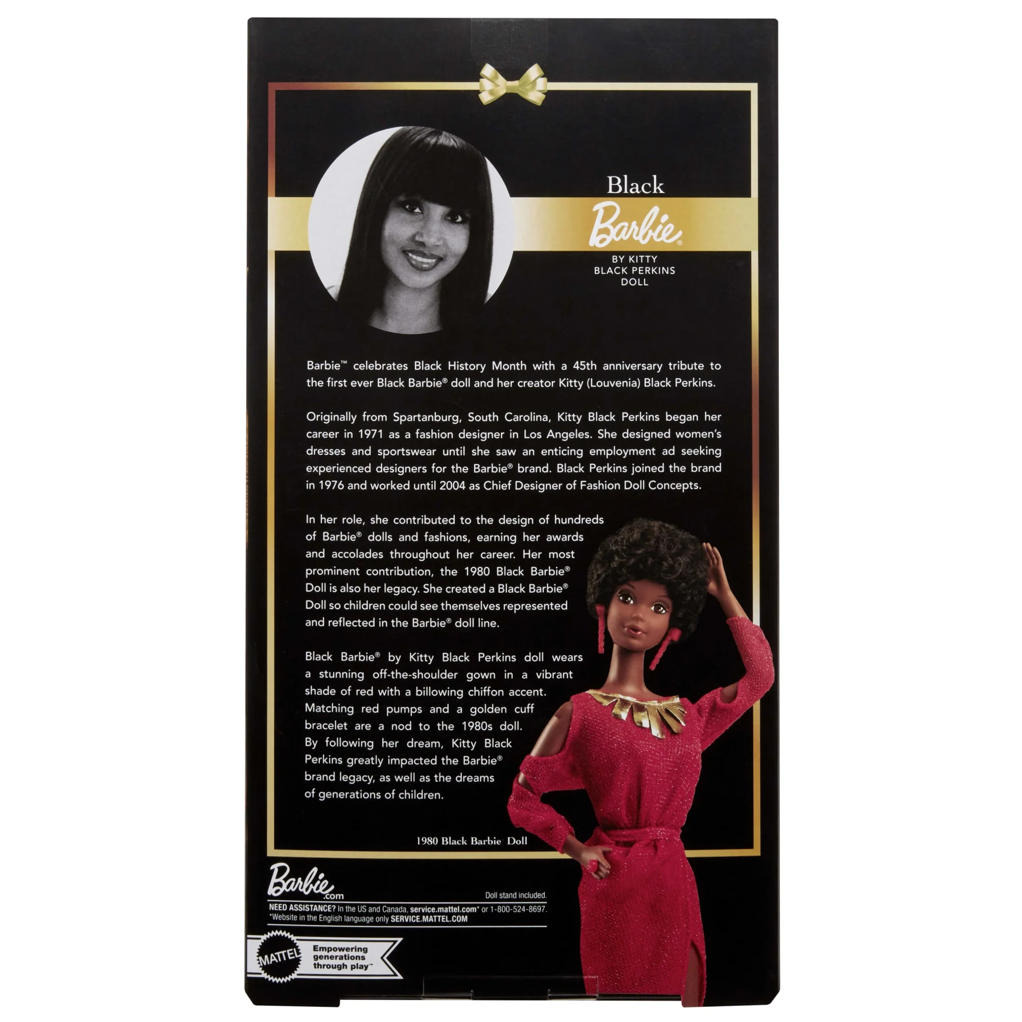Barbie Signature Collectible Doll in Red Gown, 45Th Anniversary Black Barbie By Kitty Black Perkins - Image 6