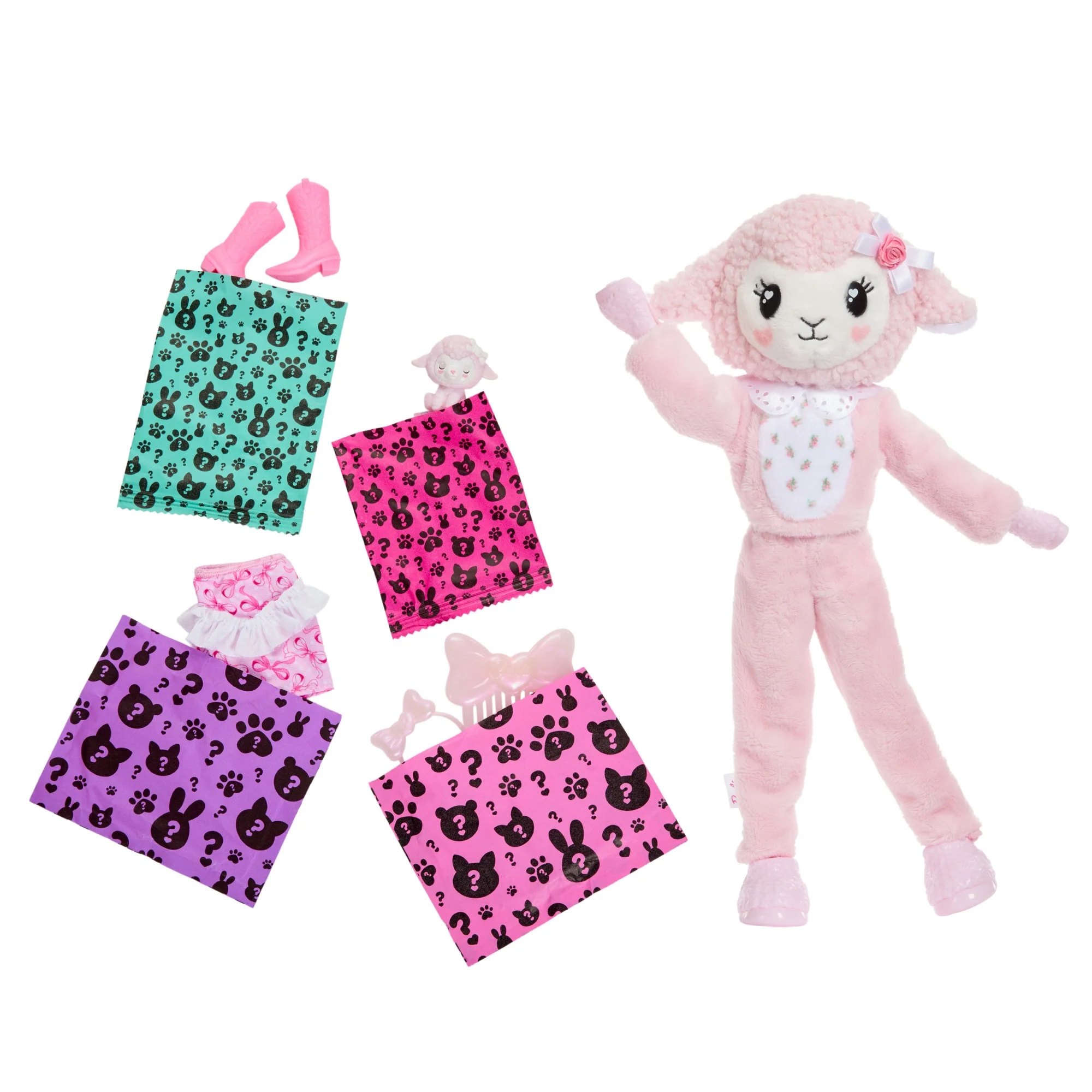Barbie Cutie Reveal Doll & Accessories, Cuddly Series Lamb With 10 Surprises - Image 5