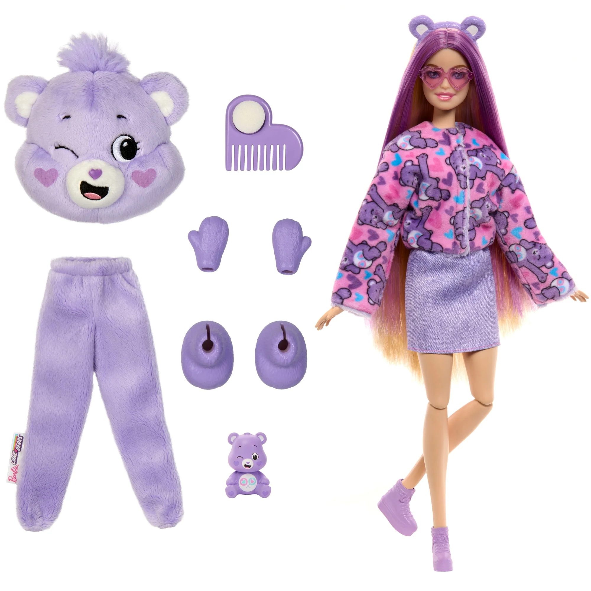 Barbie Cutie Reveal Care Bears Series Doll & Accessories in Share Bear Plush Costume, 10 Surprises - Image 6