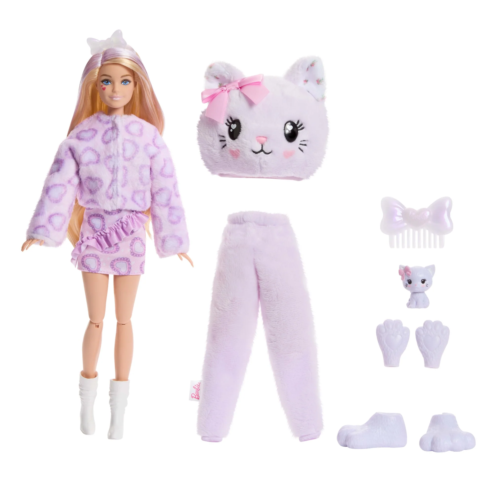 Barbie Cutie Reveal Doll & Accessories, Cuddly Series Kitten With 10 Surprises - Image 6
