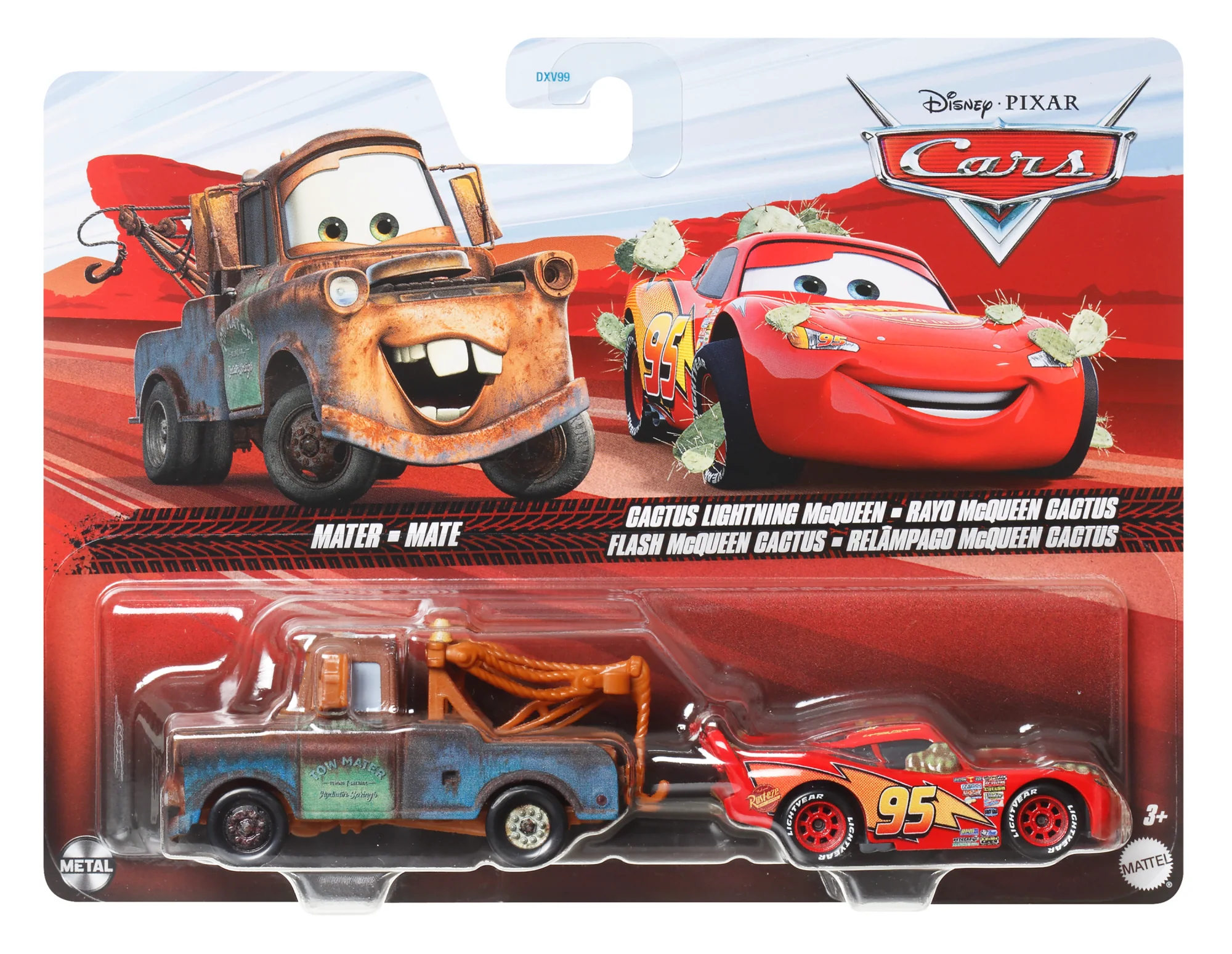 Carros da Disney e Pixar Diecast Veículo de Brinquedo Pacote de 2 Mate & Relâmpago McQueen Cacto - Image 5