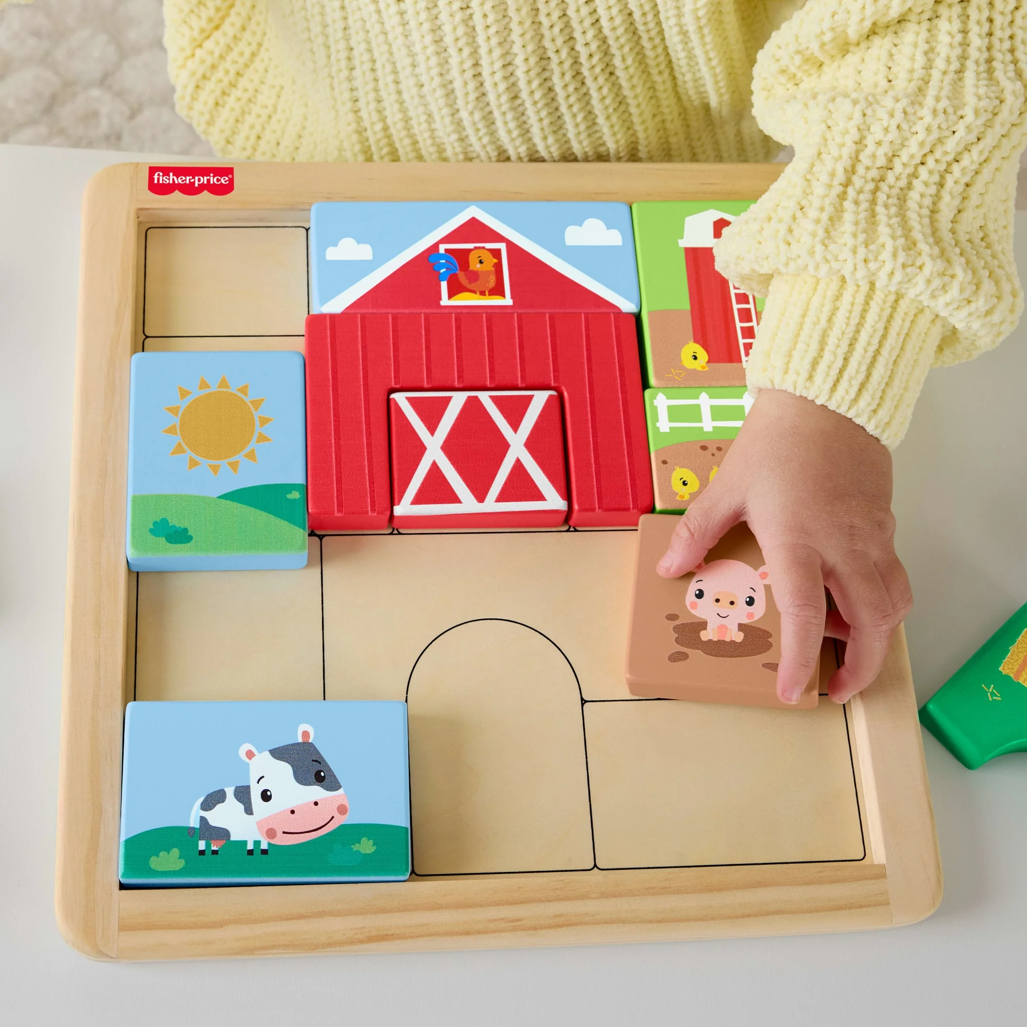 Casse-Tête en Bois à Thématique de Ferme Fisher-Price Pour Tout-Petits et enfants, 14 Pièces en Bois - Image 5