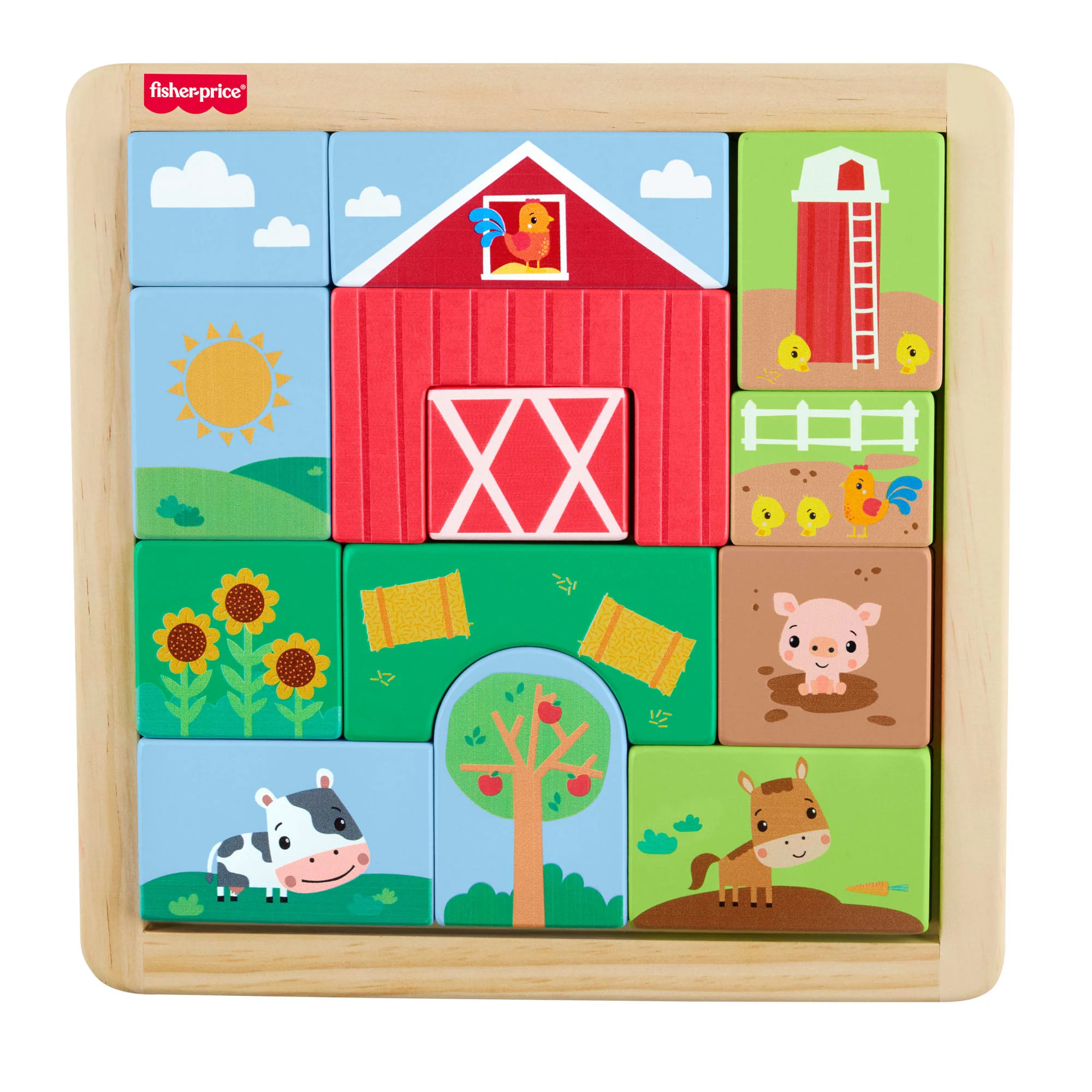 Casse-Tête en Bois à Thématique de Ferme Fisher-Price Pour Tout-Petits et enfants, 14 Pièces en Bois - Image 6