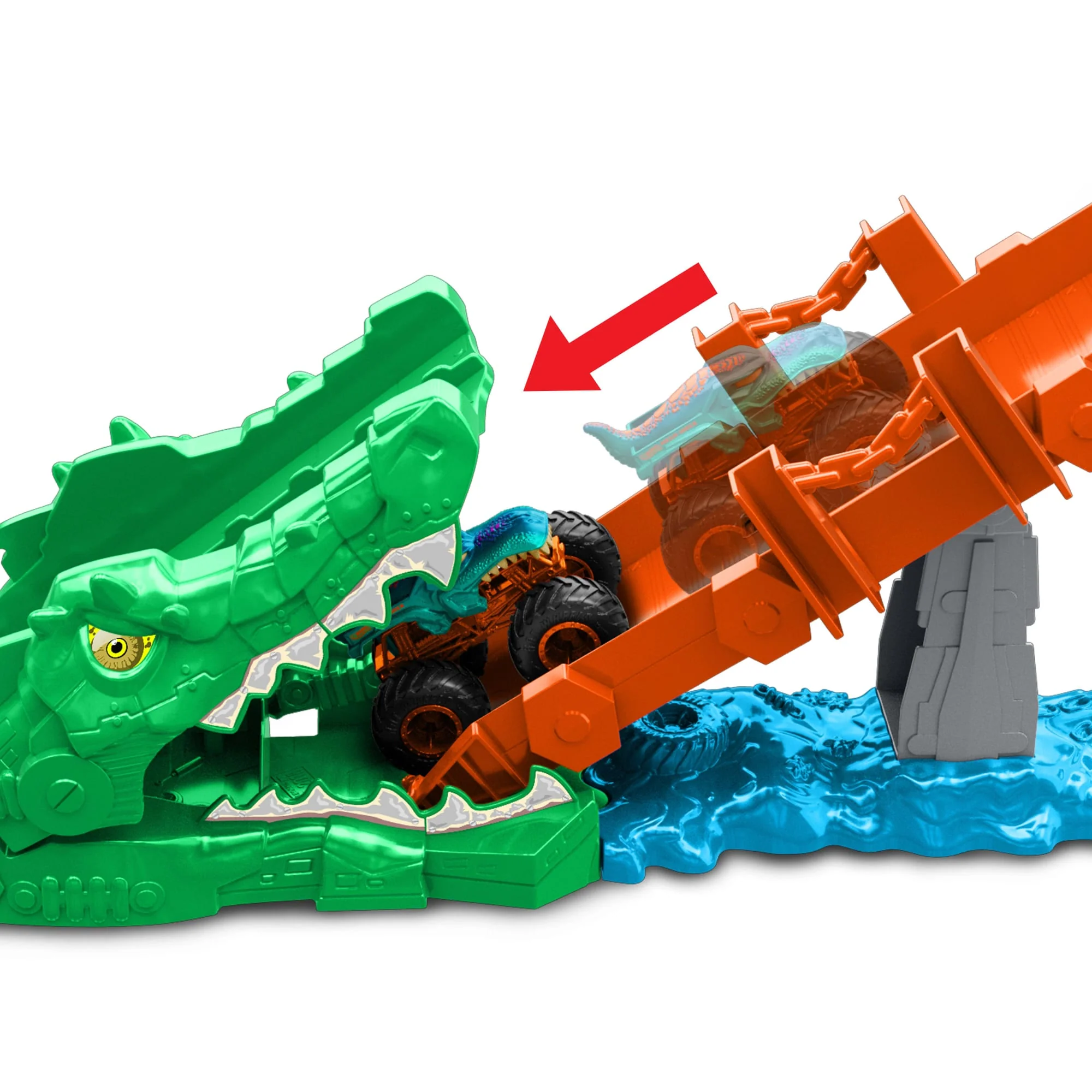Coffret de Jeu Défi Attaque du Crocodile Monster Trucks Hot Wheels et Véhicule Mega-Wrex à L’Échelle 1:64 - Image 3