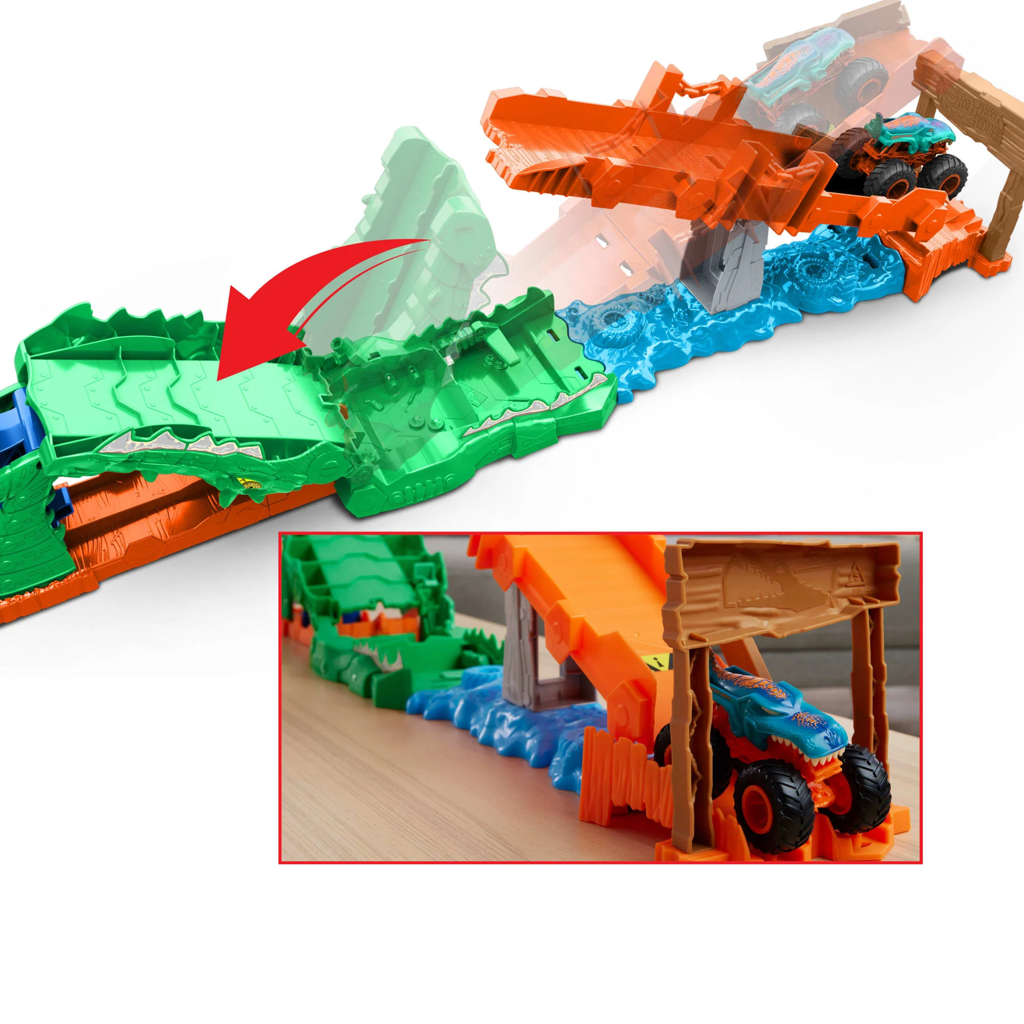 Coffret de Jeu Défi Attaque du Crocodile Monster Trucks Hot Wheels et Véhicule Mega-Wrex à L’Échelle 1:64 - Image 4
