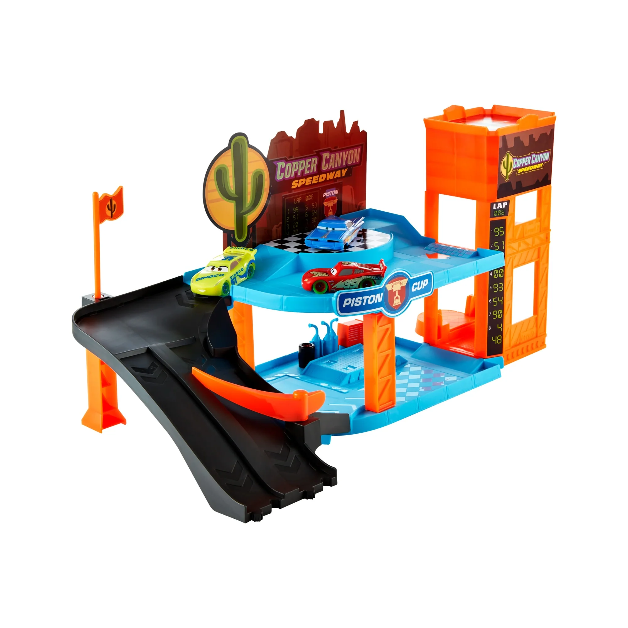 Disney And Pixar Cars Glow Racers Copper Canyon Glowing Garage Playset With 3 1:55 Scale Glow-in-The-Dark Vehicles - Image 2