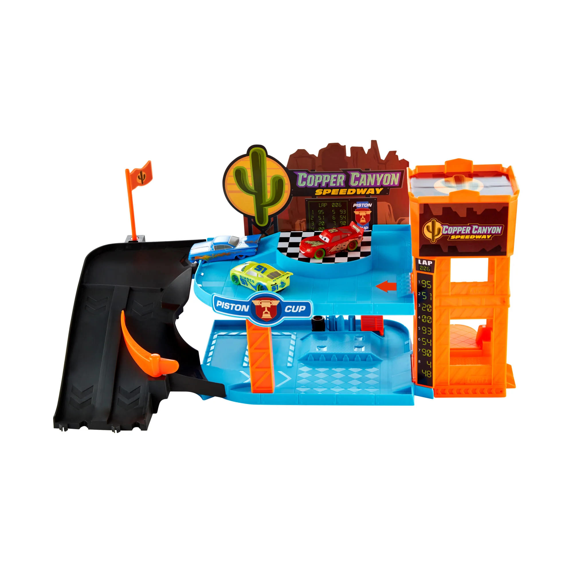 Disney And Pixar Cars Glow Racers Copper Canyon Glowing Garage Playset With 3 1:55 Scale Glow-in-The-Dark Vehicles - Image 3