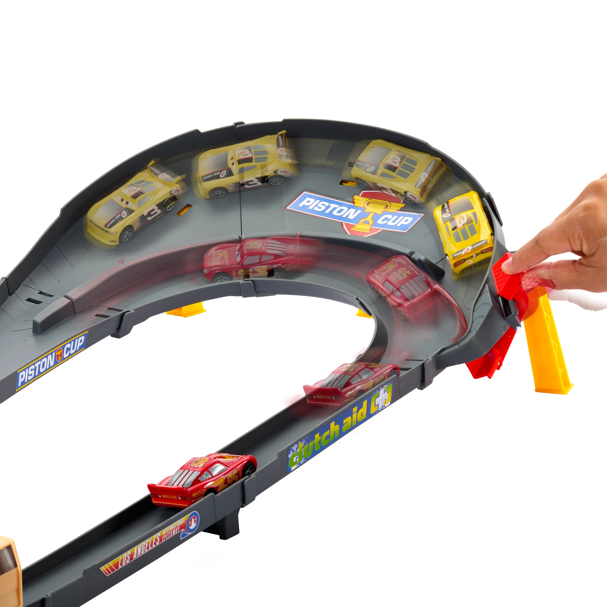 Disney And Pixar Cars Nascar Lane Change Race Playset With 2 Toy Vehicles, Includes Lightning Mcqueen - Image 3