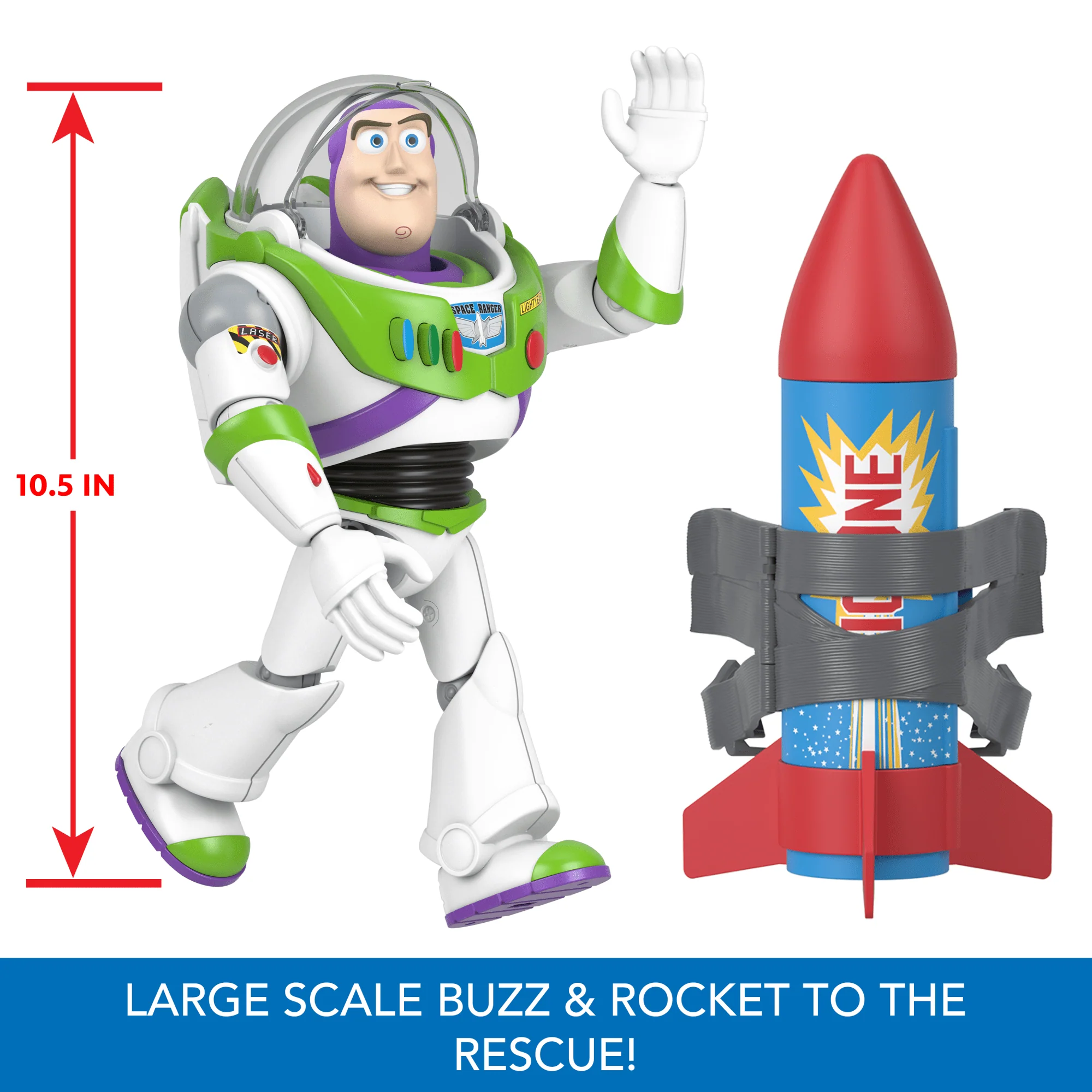 Disney And Pixar Toy Story Buzz Lightyear 10-Inch Action Figure Toy With Rocket & Sounds - Image 3