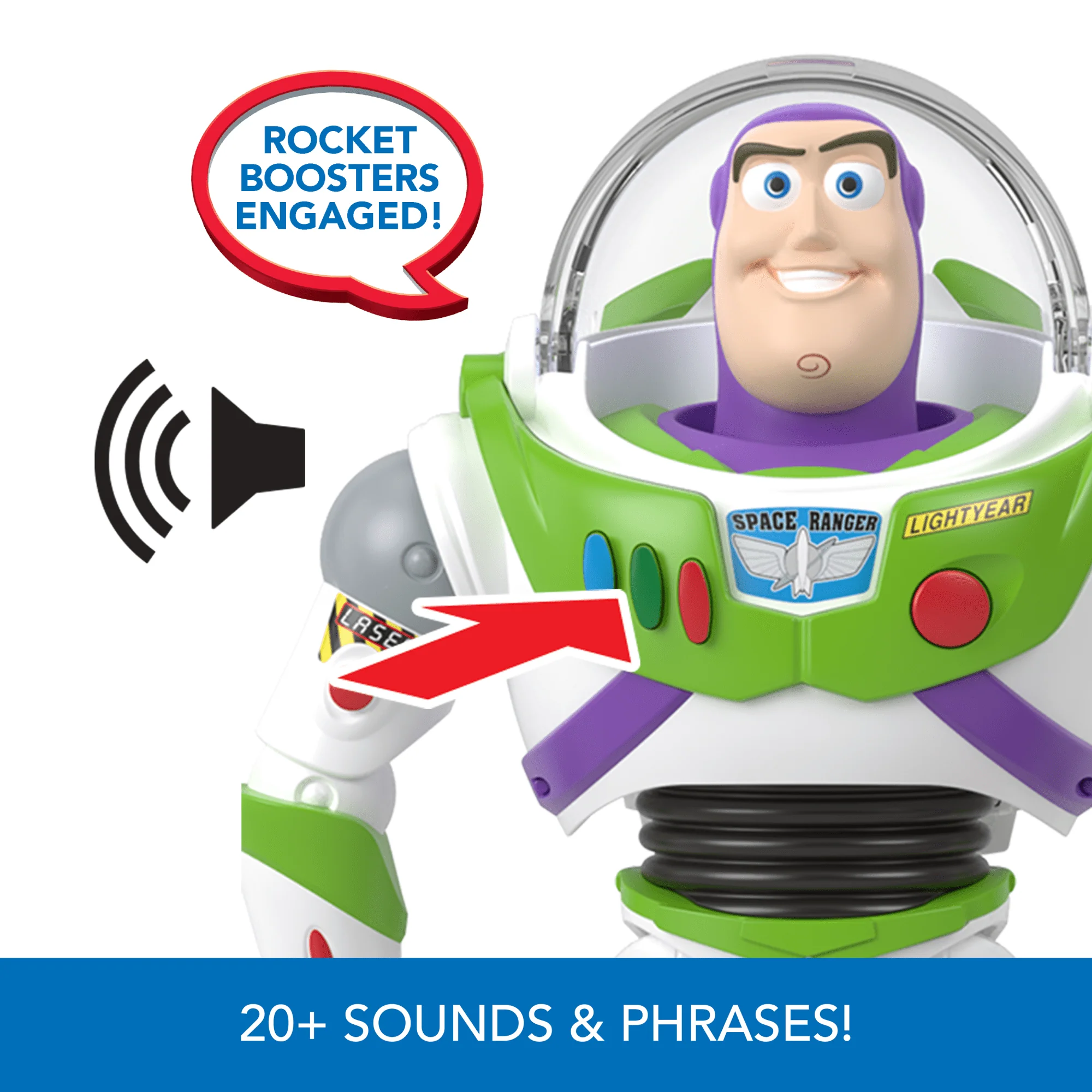 Disney And Pixar Toy Story Buzz Lightyear 10-Inch Action Figure Toy With Rocket & Sounds - Image 4