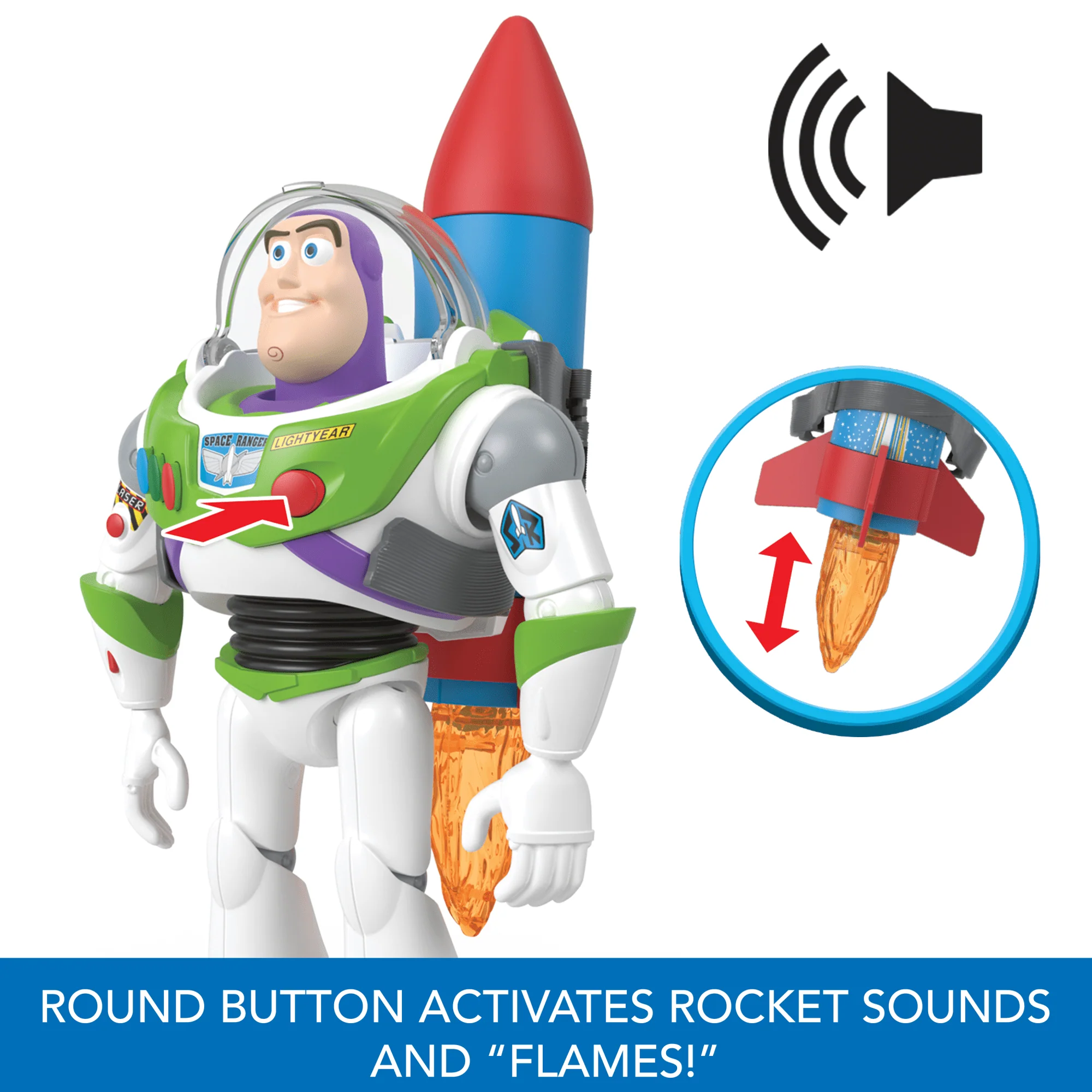 Disney And Pixar Toy Story Buzz Lightyear 10-Inch Action Figure Toy With Rocket & Sounds - Image 5