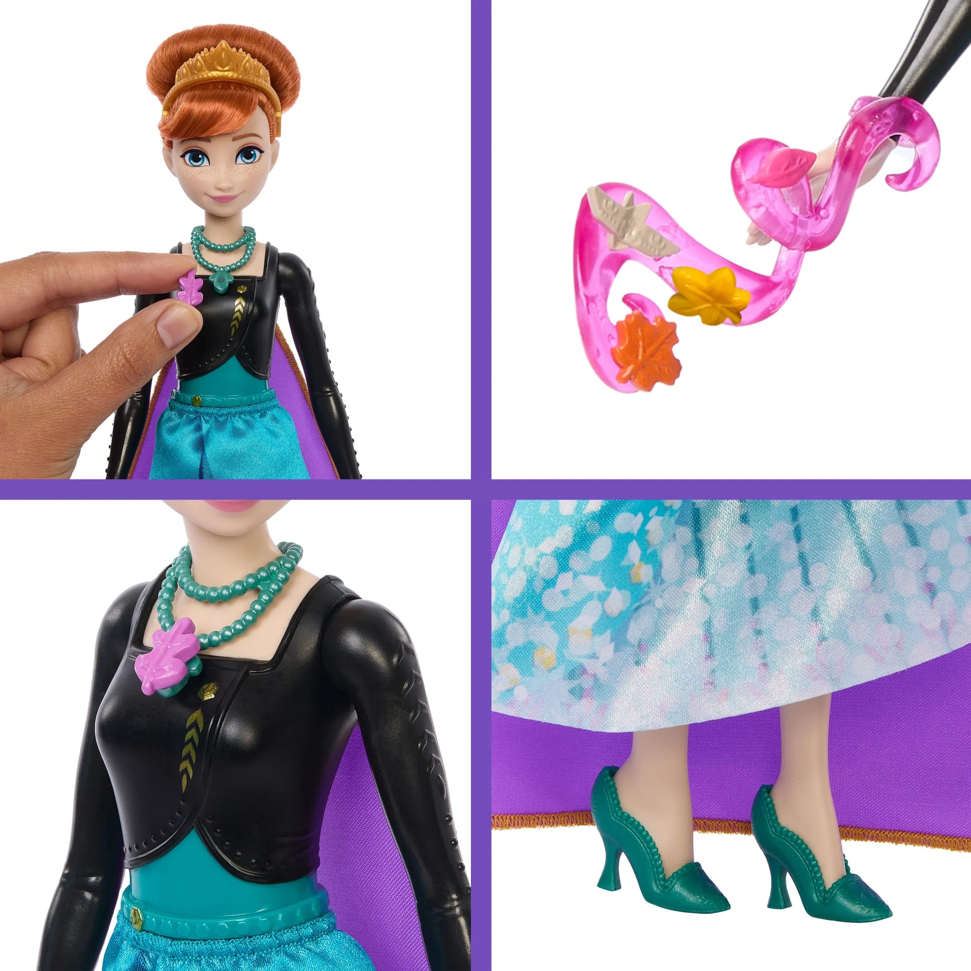 Disney Frozen Jewel Reveal Anna Fashion Doll W/ 8 Surprises including Gem Box & 10 Accessories - Image 2
