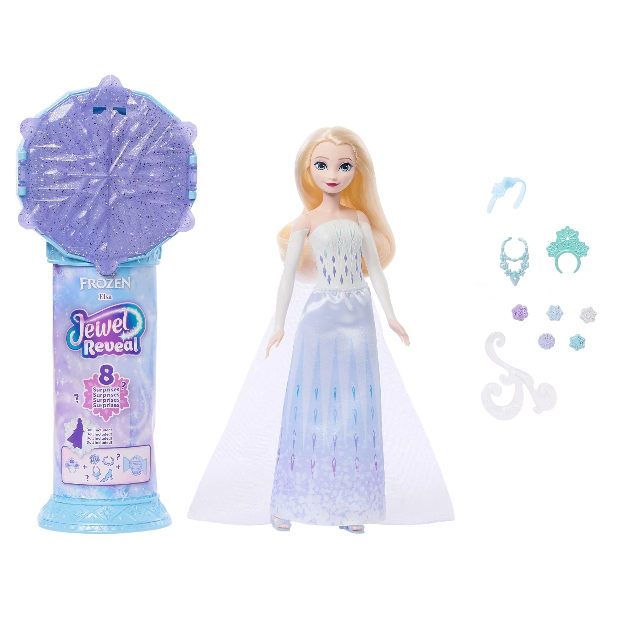 Disney Frozen Jewel Reveal Elsa Fashion Doll W/ 8 Surprises including Gem Box & 10 Accessories - Image 5